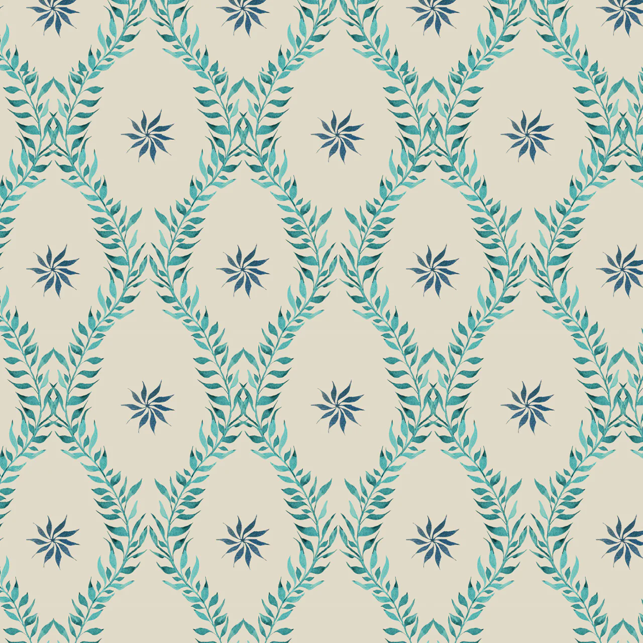 Belle Teal Wallpaper Sample