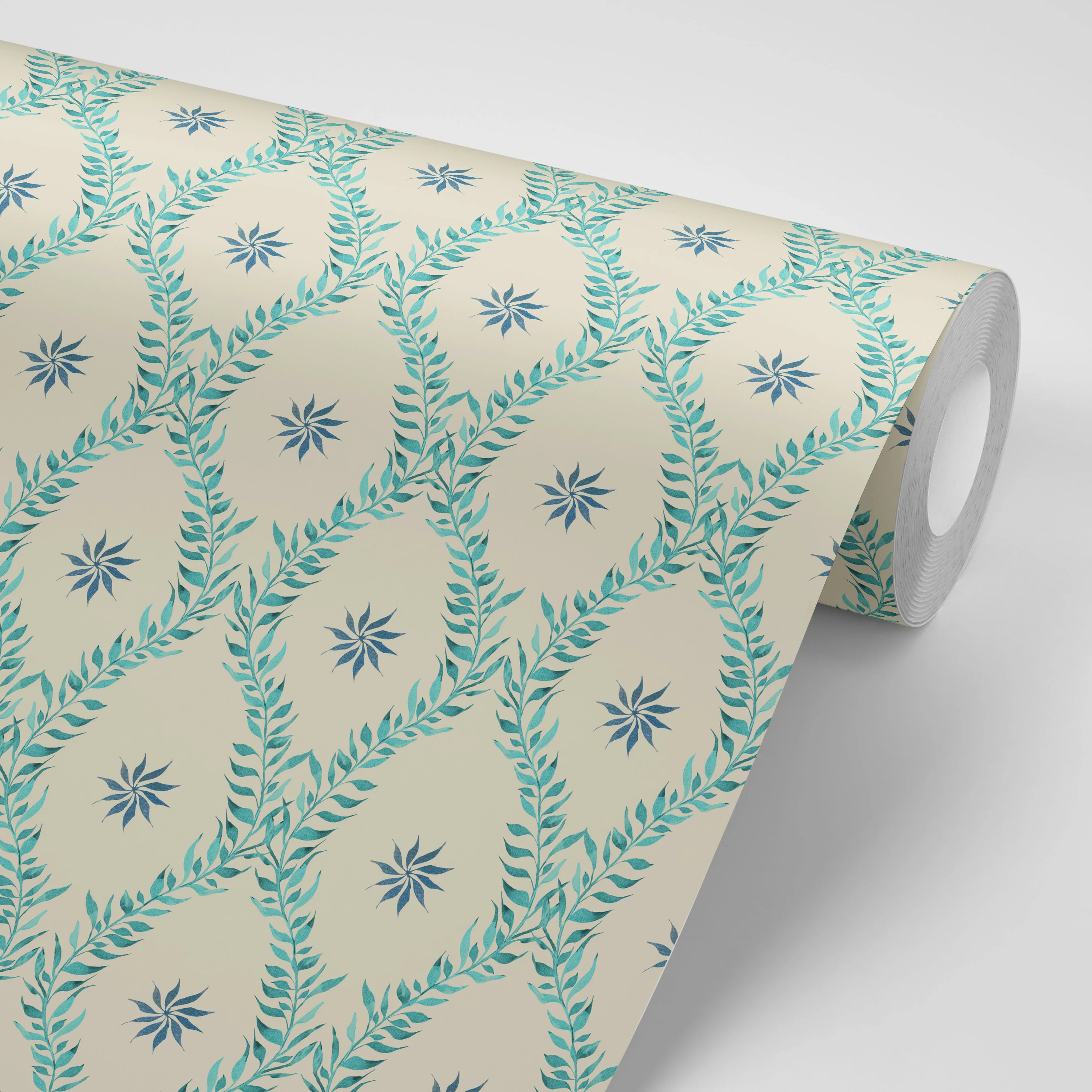 Belle Teal Wallpaper Sample - Image 2