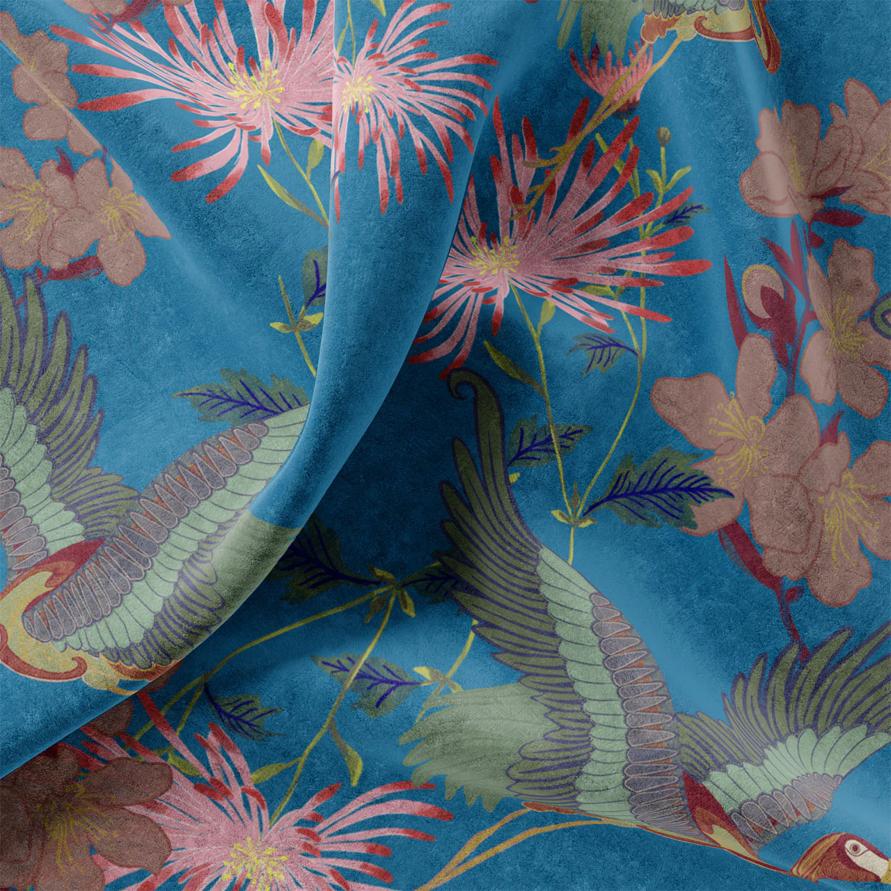 Blossom Cornflower Velvet Sample - Image 2