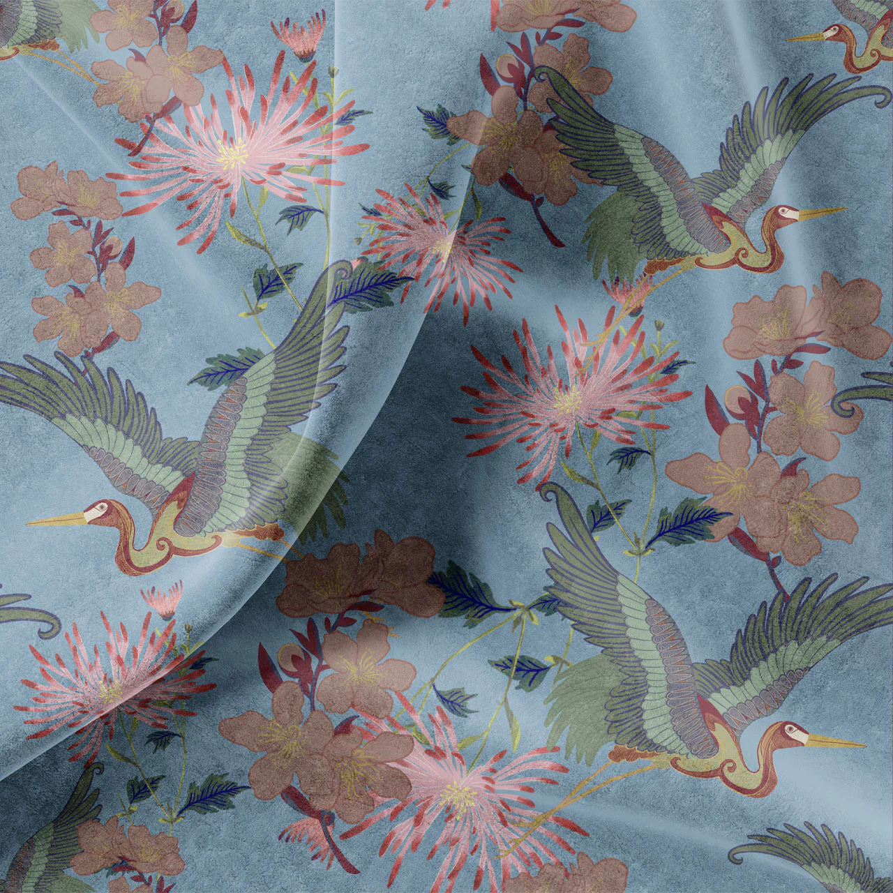 Blossom Sky Velvet Fabric