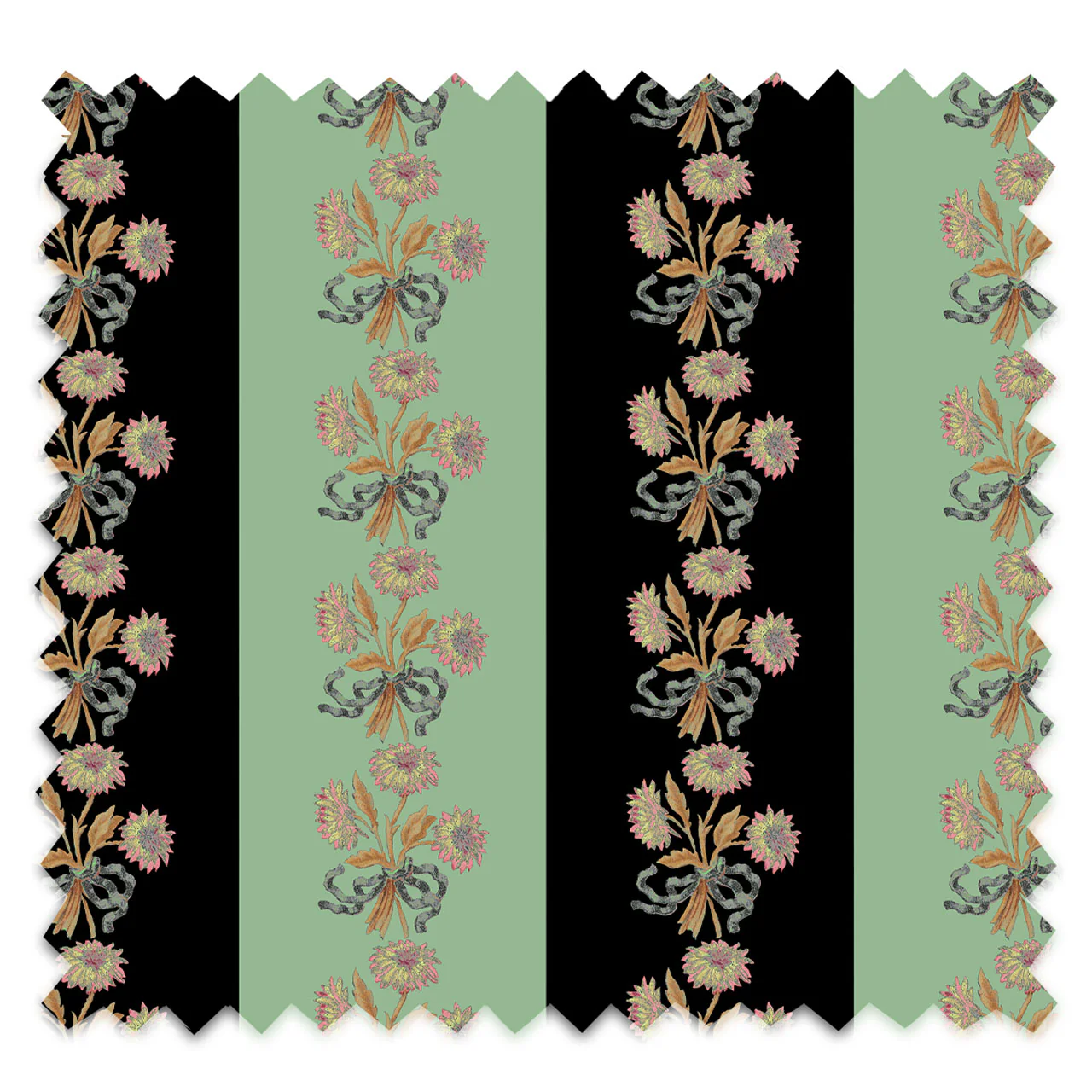 Chateau Stripe Ink and Mint Recycled Velvet Sample