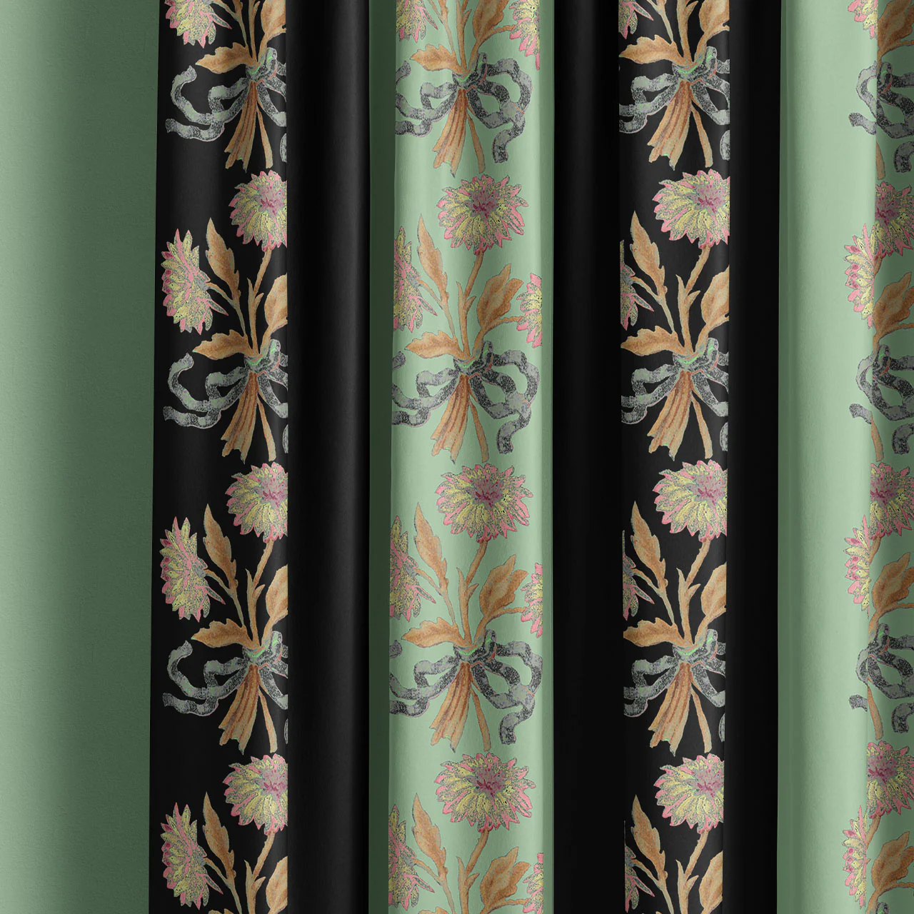 Chateau Stripe Ink and Mint Recycled Velvet Sample - Image 2