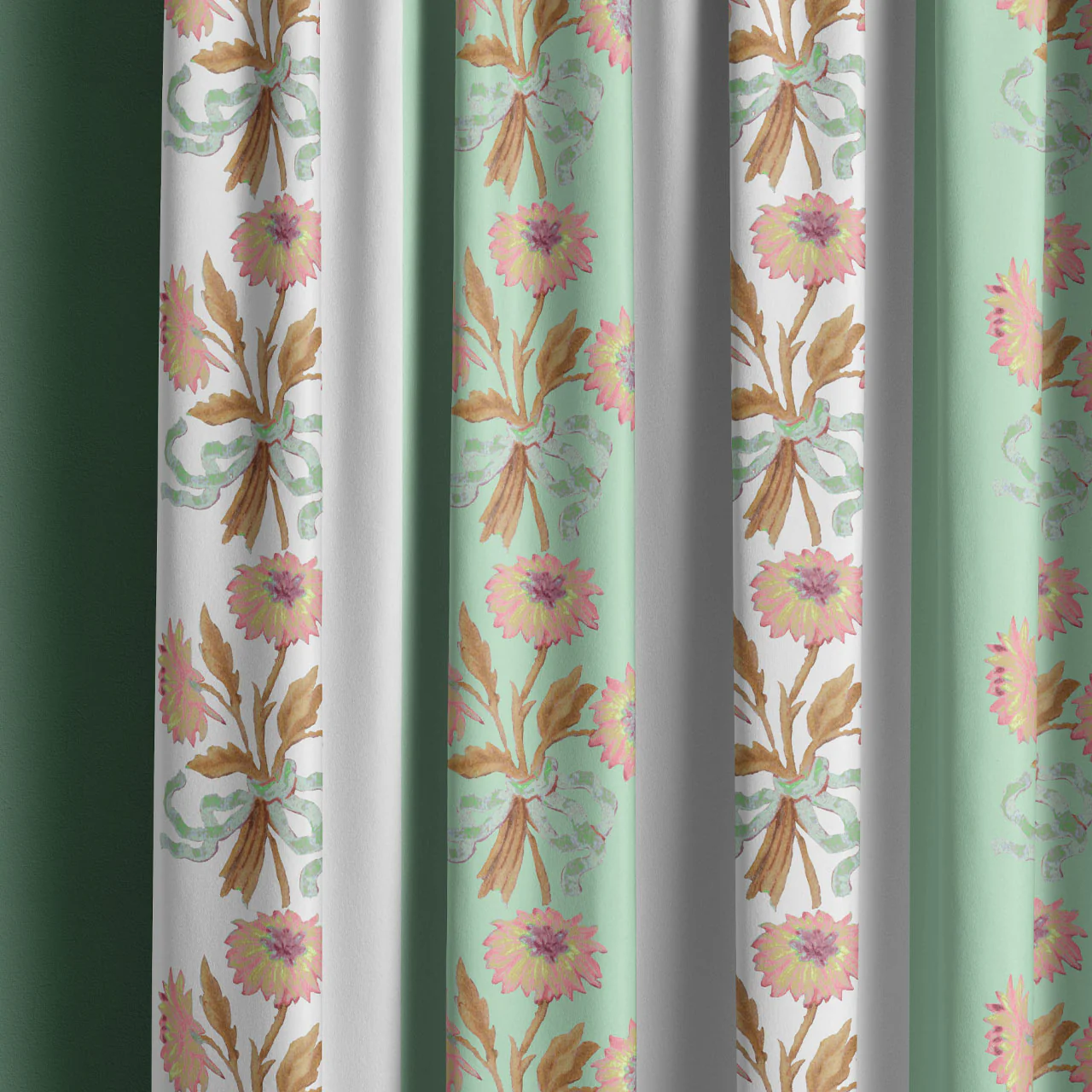 Chateau Stripe Peppermint and Chalk Recycled Velvet - Image 2