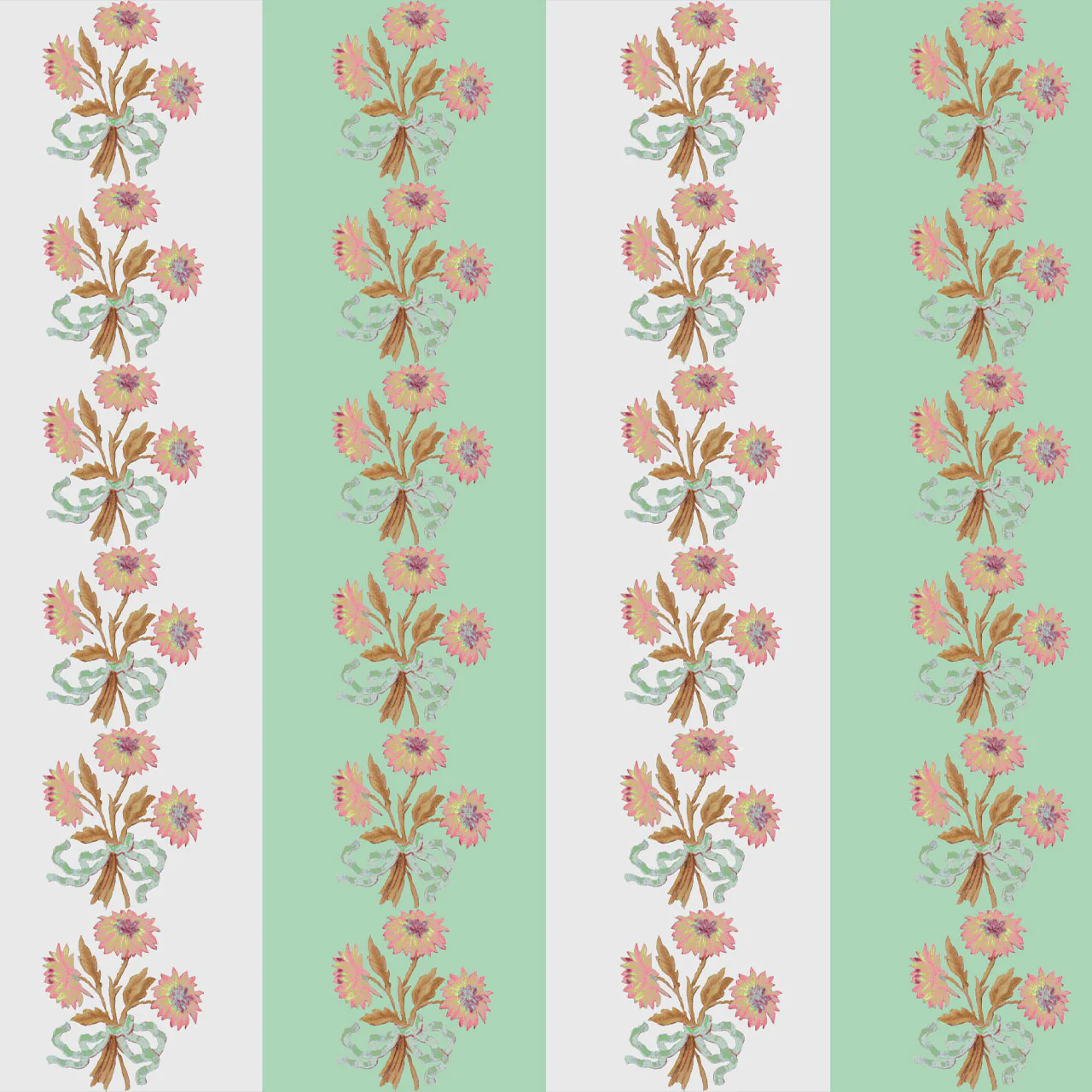Chateau Stripe Peppermint and Chalk Wallpaper Sample