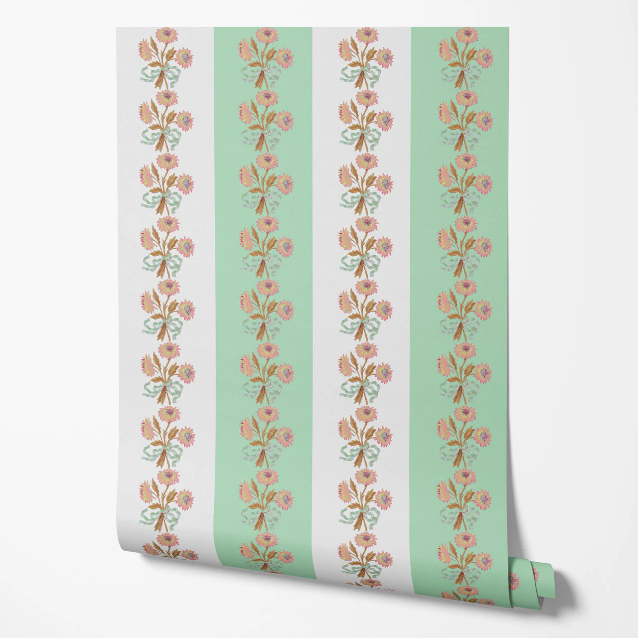 Chateau Stripe Peppermint and Chalk Wallpaper Sample - Image 2