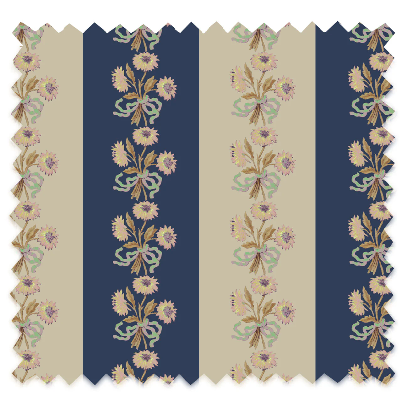 Chateau Stripe Prussian and Fawn Recycled Velvet - Image 2