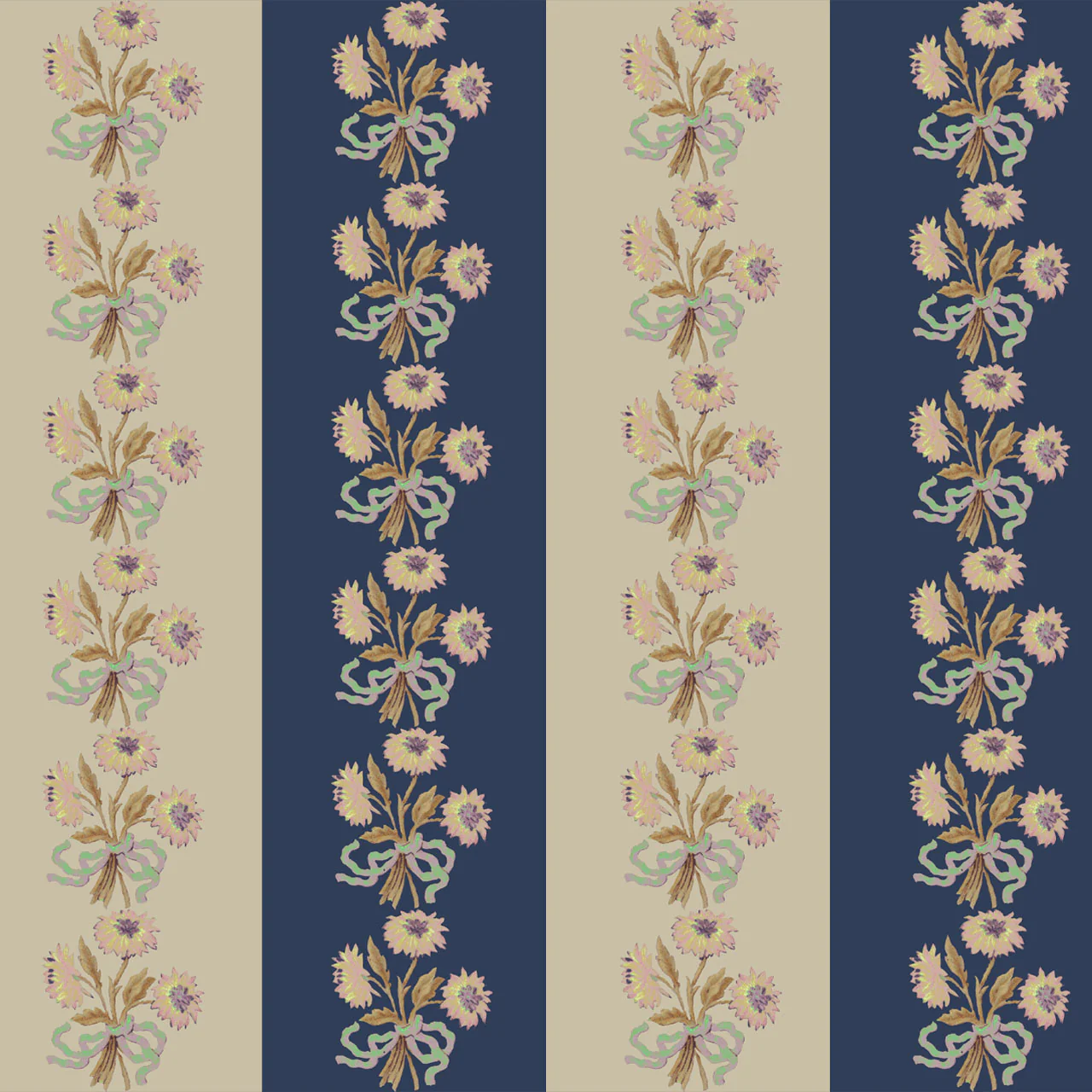 Chateau Stripe Prussian and Fawn Wallpaper - Image 2