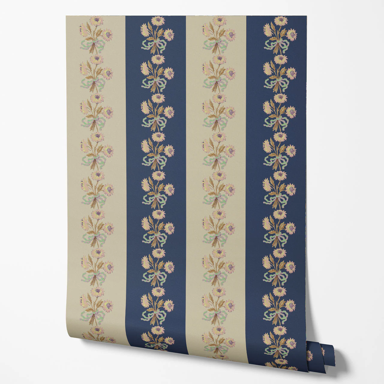 Chateau Stripe Prussian and Fawn Wallpaper - Image 3