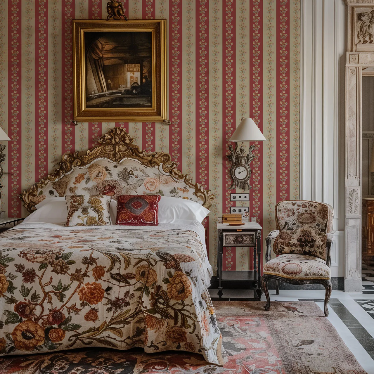 Chateau Stripe Pumpkin and Spice Wallpaper