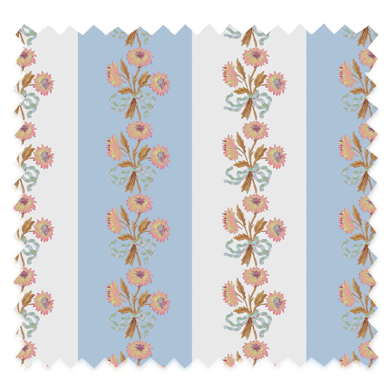 Chateau Stripe Wedgwood and Chalk Recycled Velvet - Image 2
