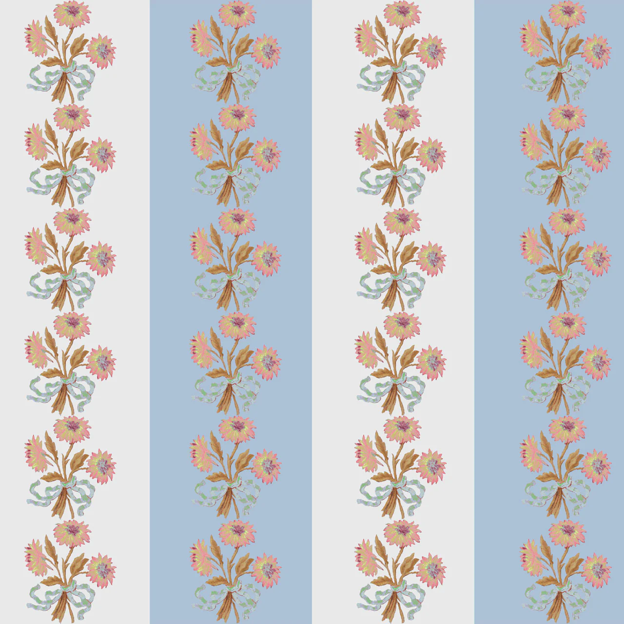 Chateau Stripe Wedgwood and Chalk Wallpaper - Image 2