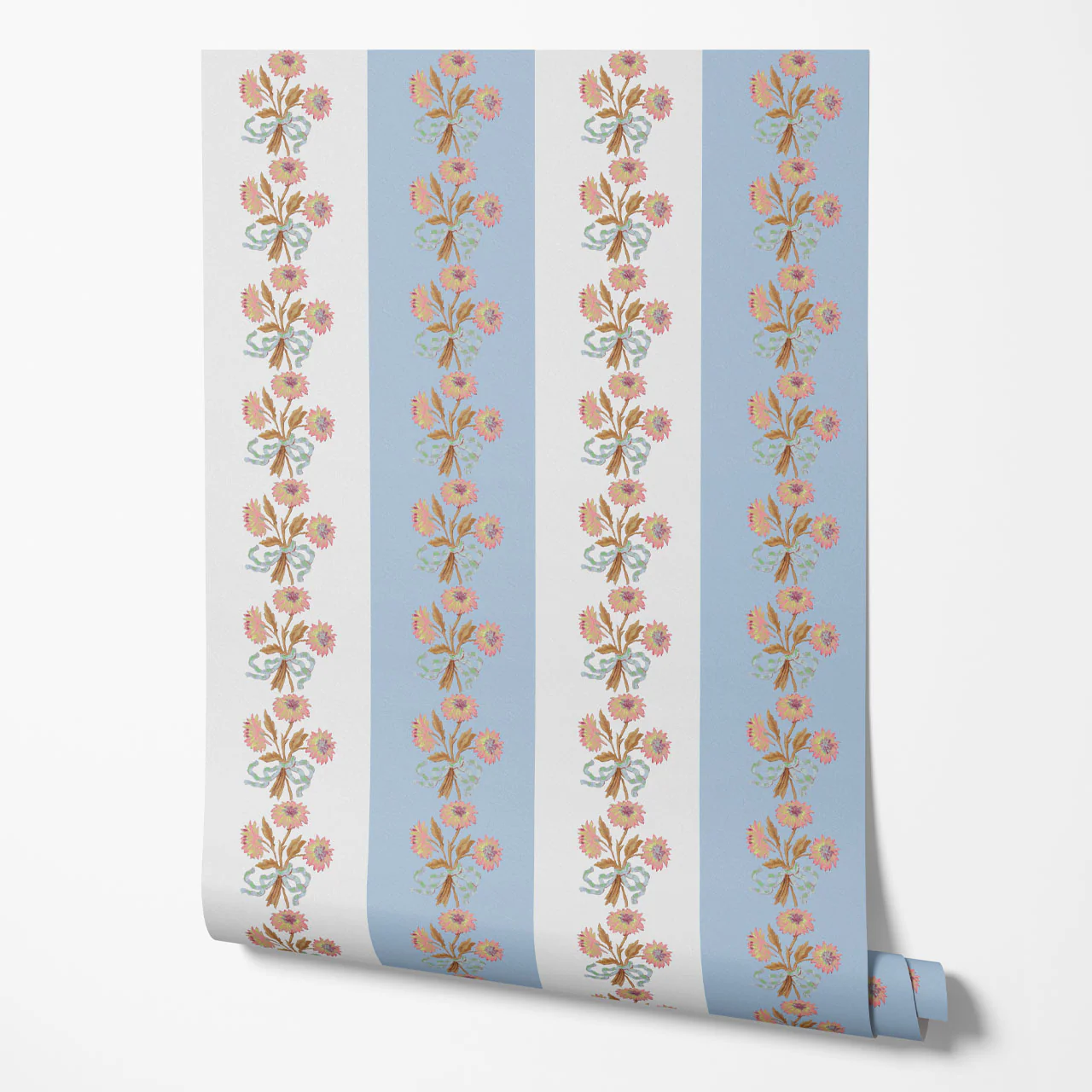 Chateau Stripe Wedgwood and Chalk Wallpaper - Image 3