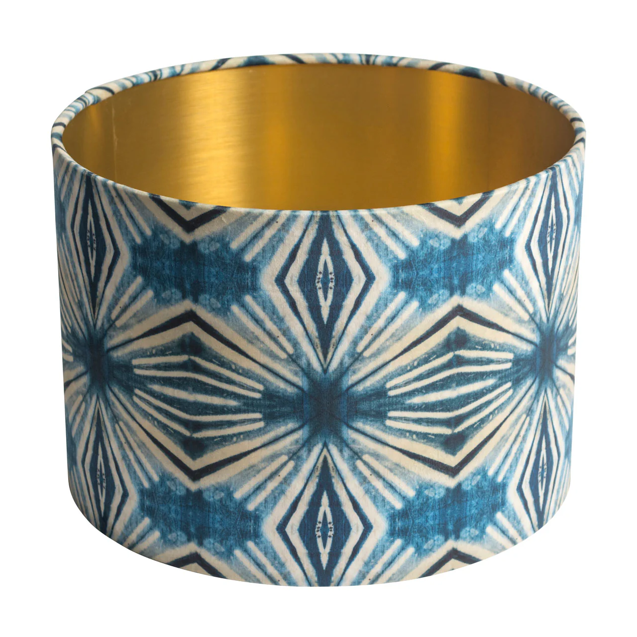 Indigo Itajime Diamond Drum Lampshade - Image 3