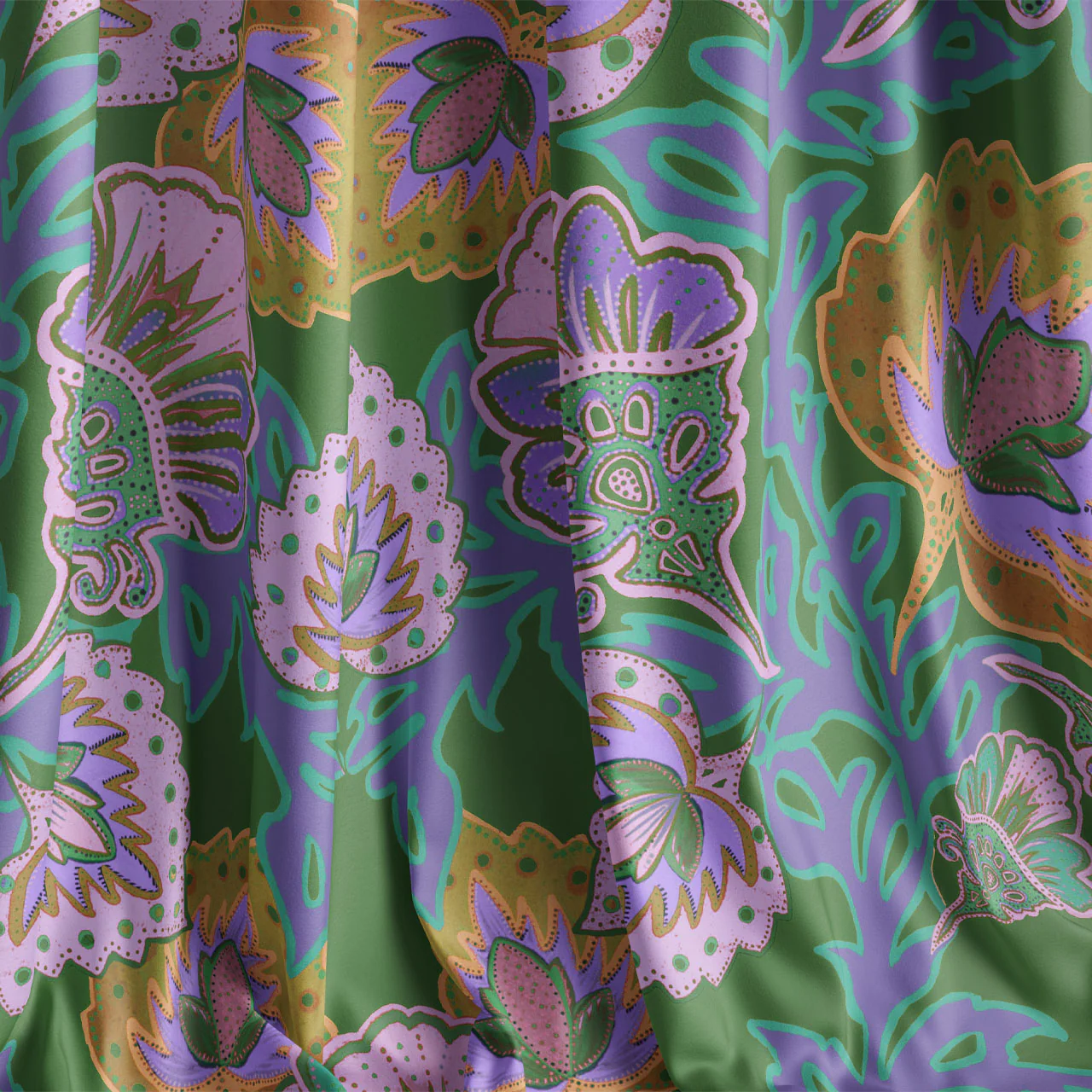 Garden of India Clover Velvet Fabric