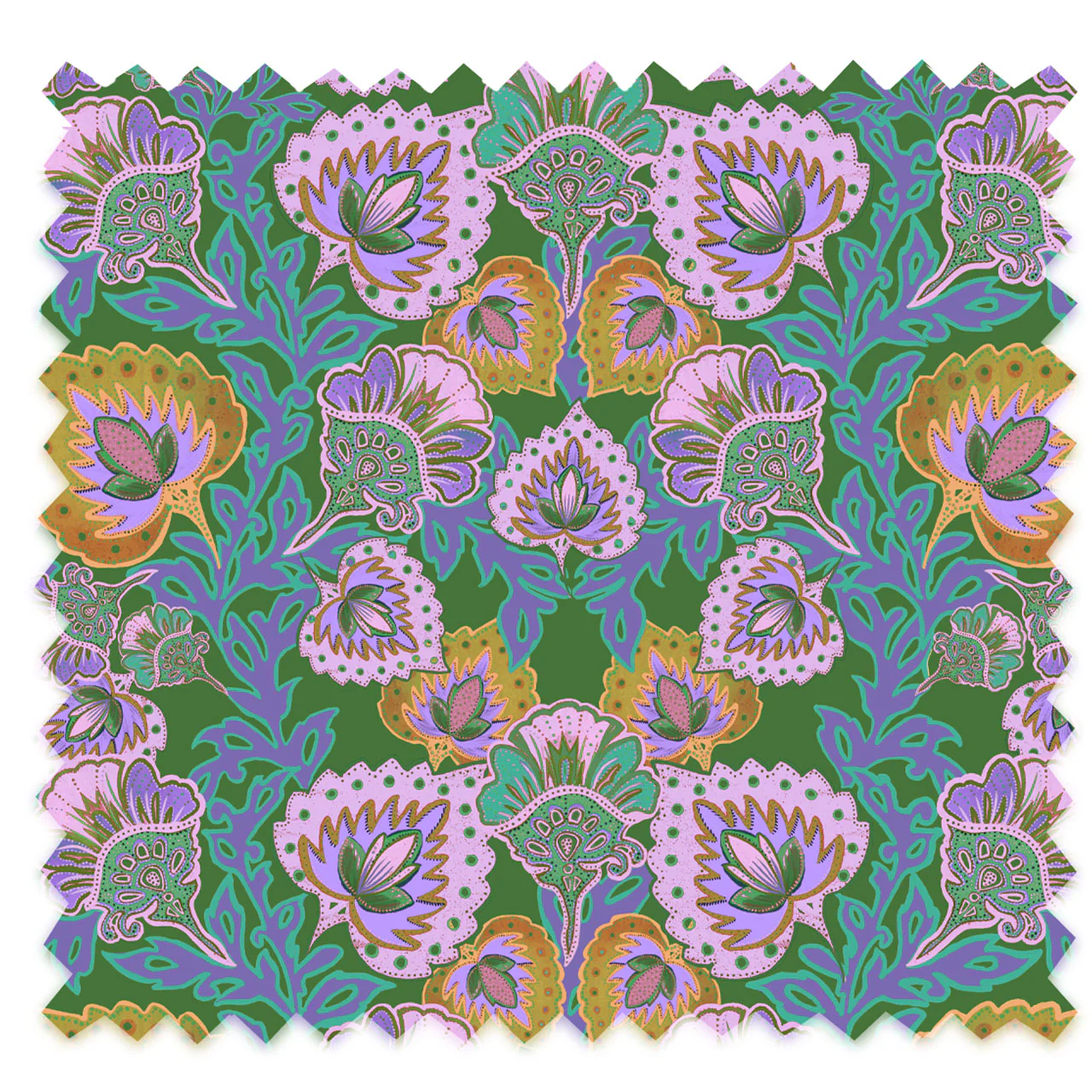 Garden of India Clover Velvet Fabric - Image 2