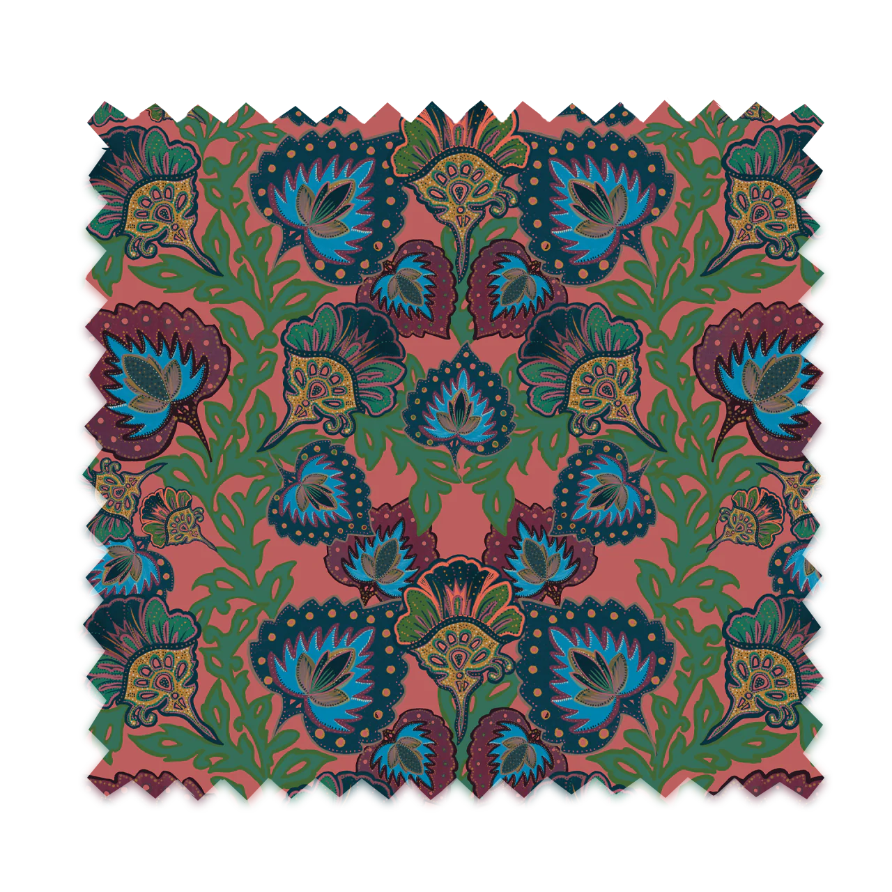 Garden of India Coral Velvet Fabric - Image 2