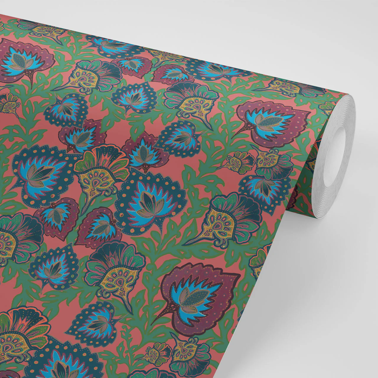 Garden of India Coral Wallpaper Sample - Image 3