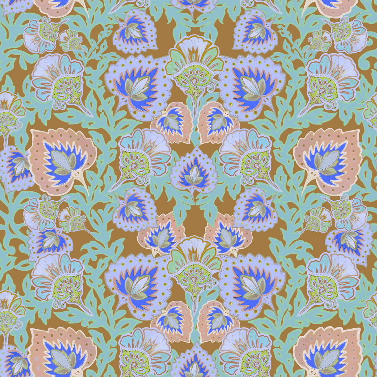 Garden of India Mustard Velvet Fabric Sample - Image 3
