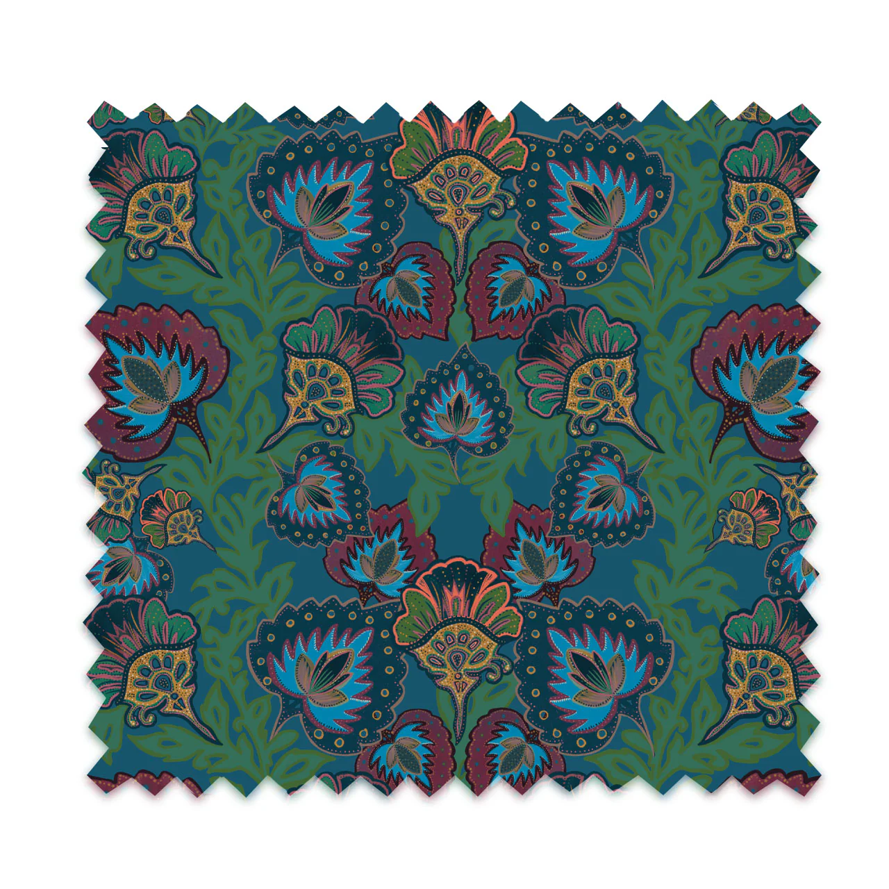 Garden of India Peacock Linen Fabric - Image 2