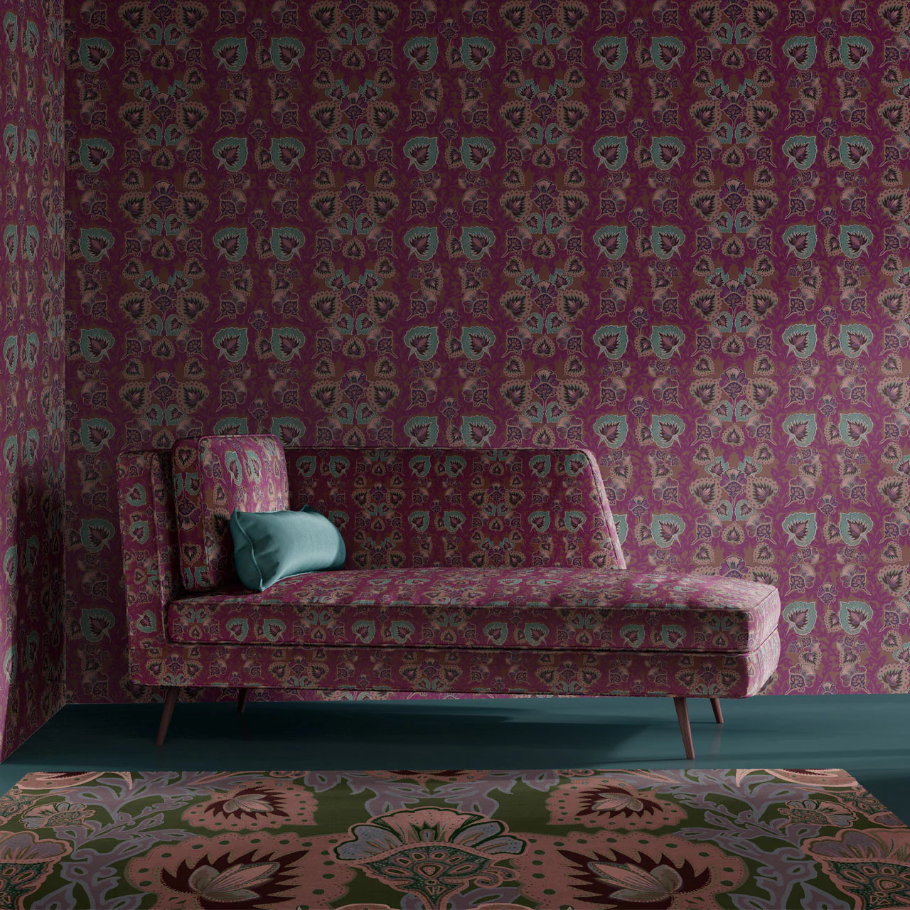 Garden of India Ruby Wallpaper Sample - Image 3