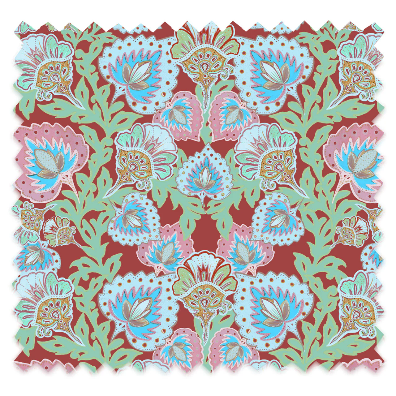 Garden of India Rust Velvet Fabric - Image 2