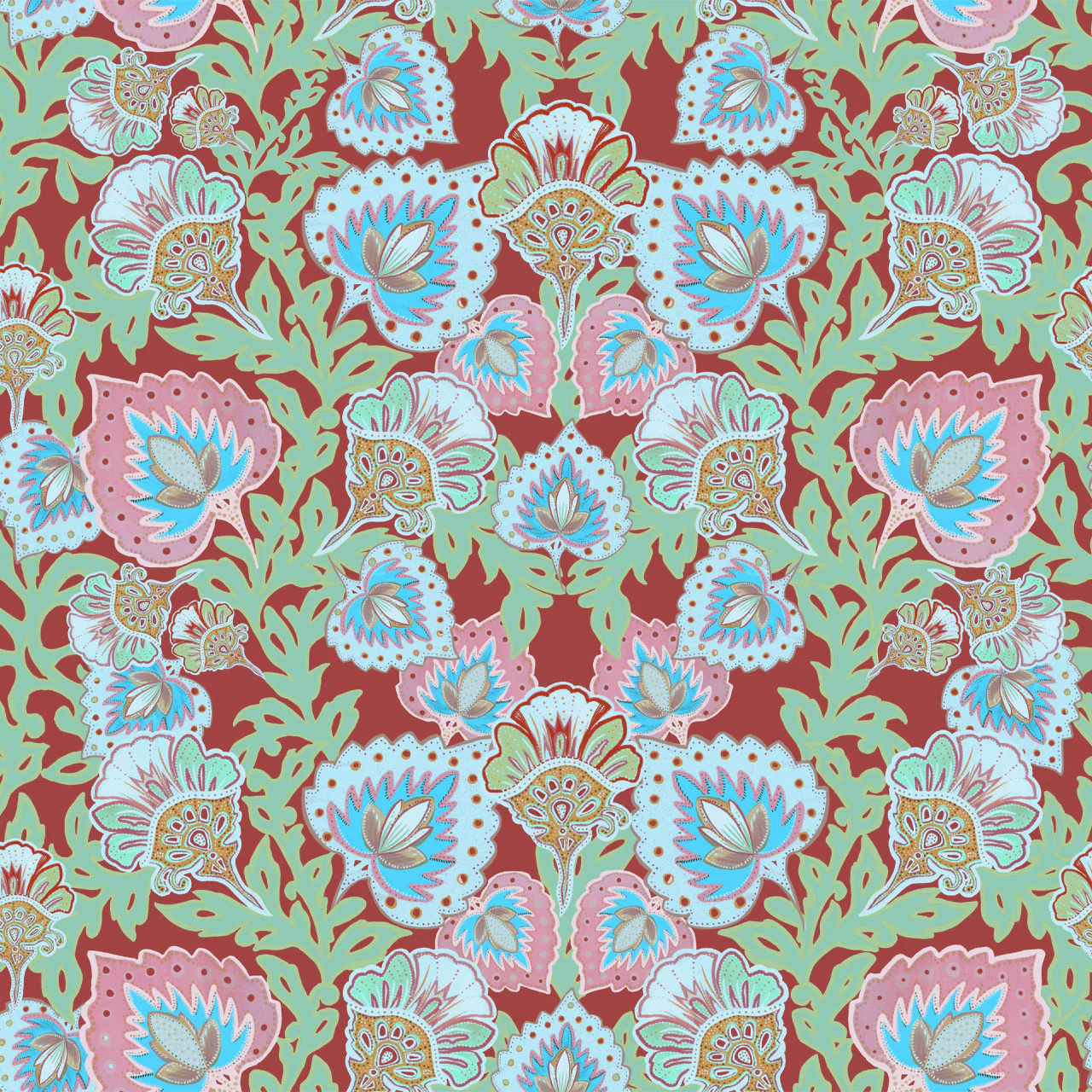 Garden of India Rust Wallpaper Sample