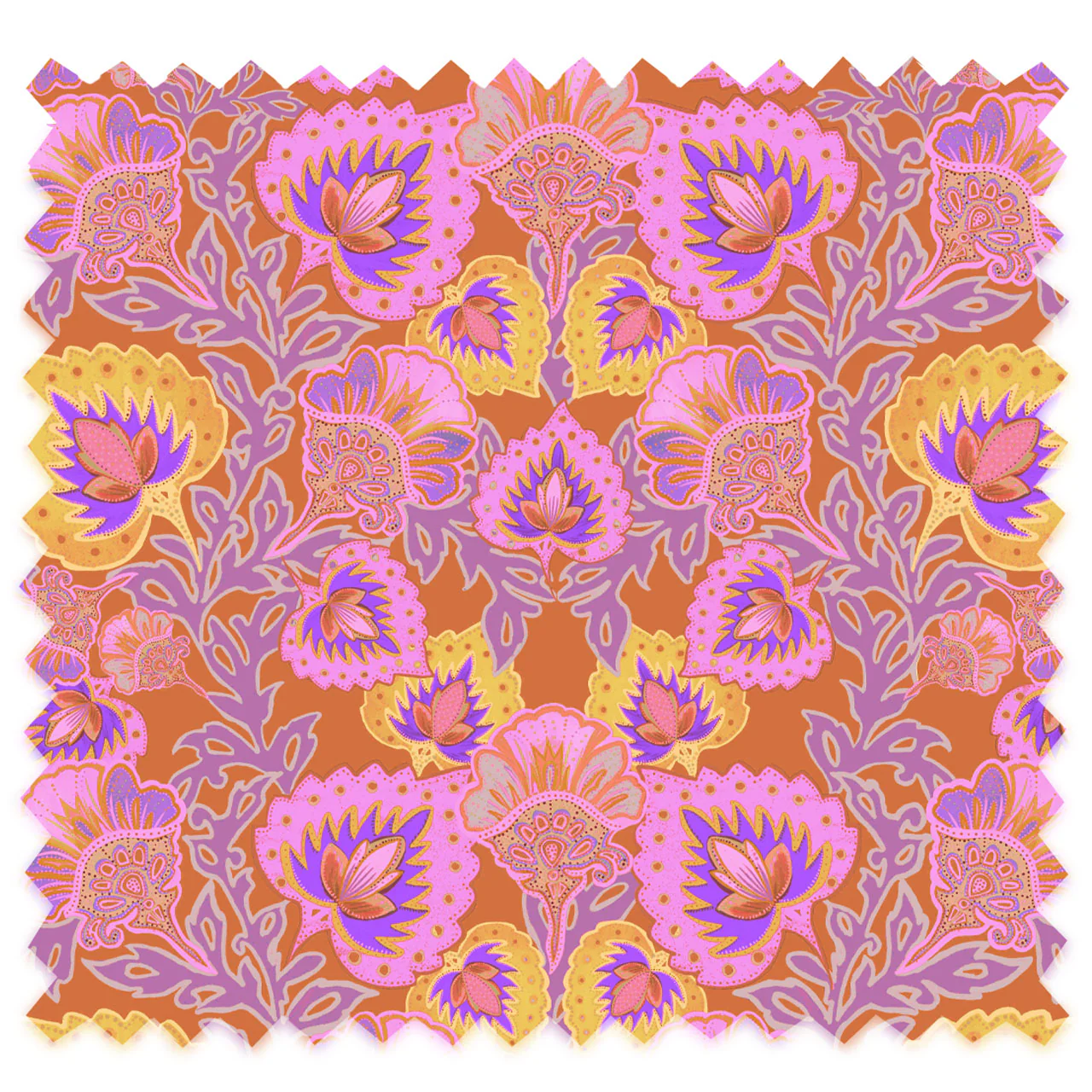 Garden of India Tangerine Velvet Fabric Sample