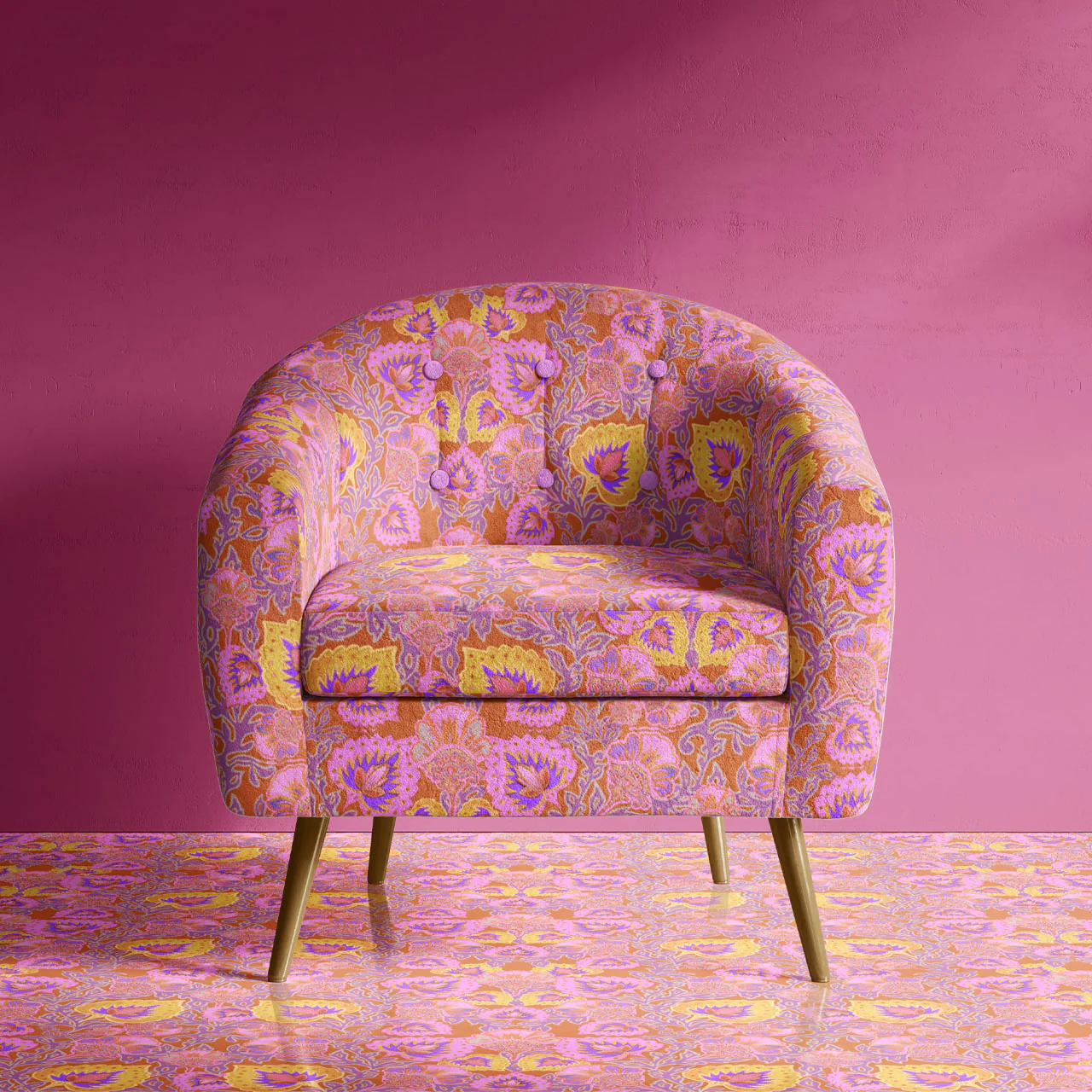 Garden of India Tangerine Wallpaper - Image 3