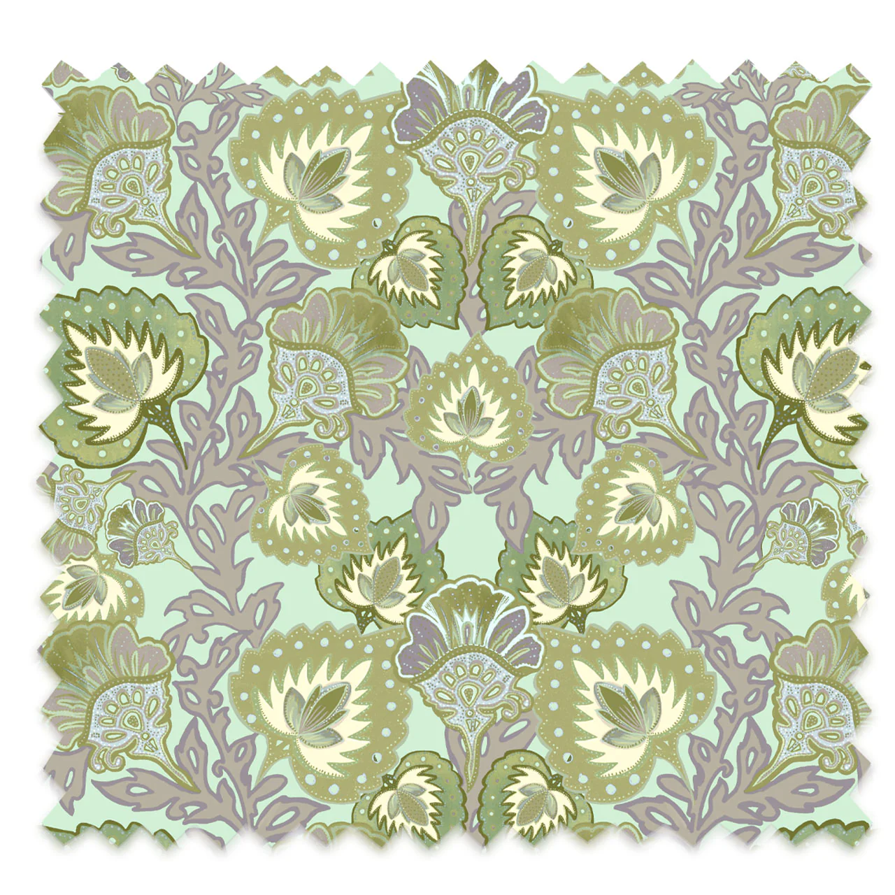 Garden of India Pistachio Velvet Fabric - Image 3