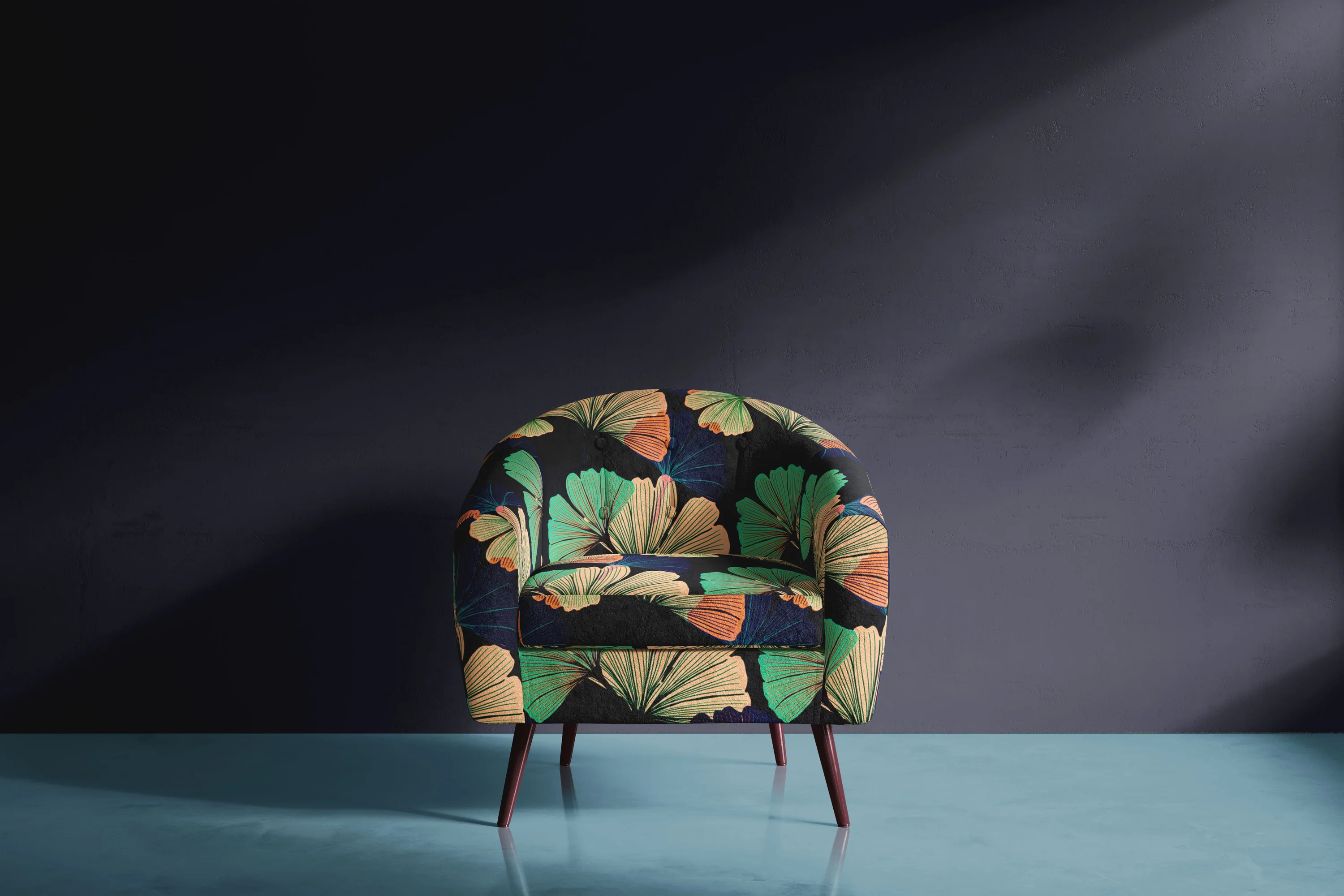 Ginkgo Black Velvet Fabric - Image 3