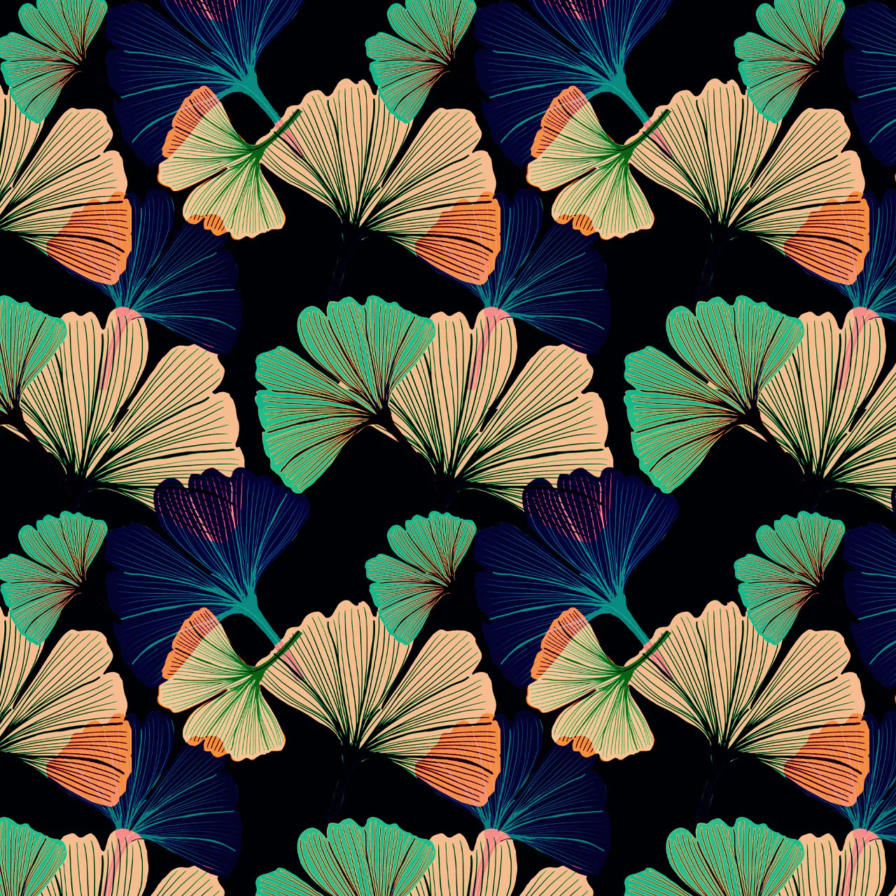 Ginkgo Black Velvet Fabric - Image 4