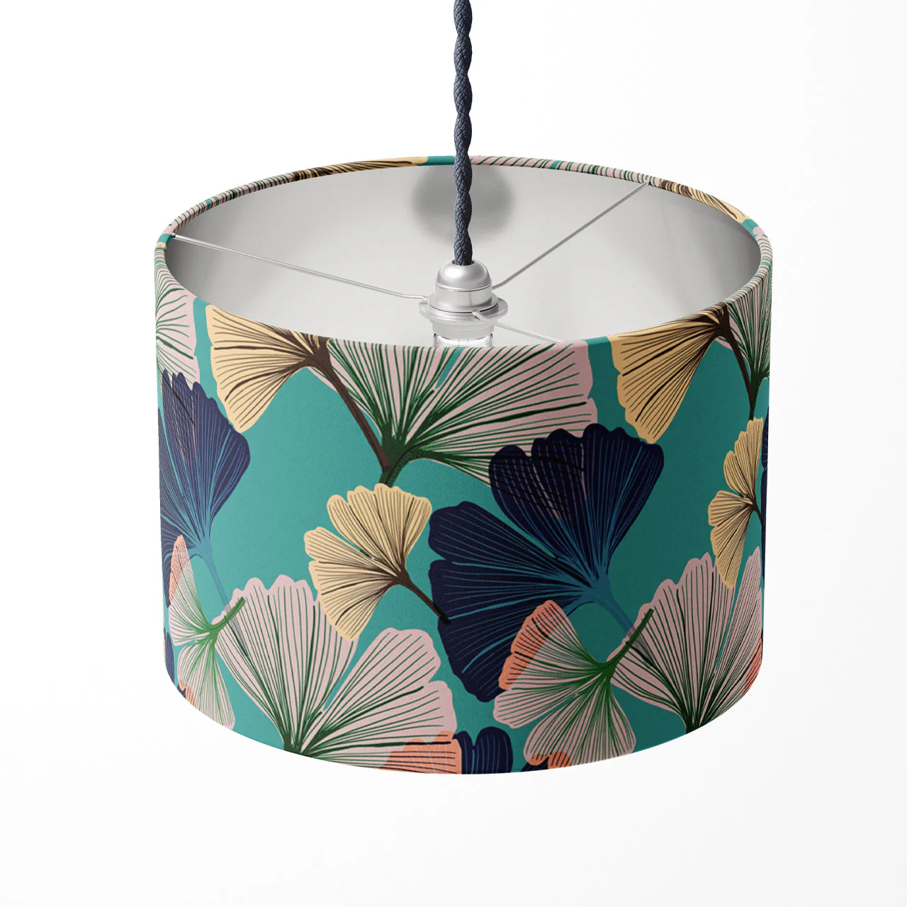 Ginkgo Blue Drum Lampshade - Image 3