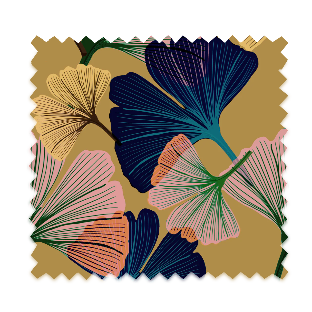 Ginkgo Buttercup Velvet Fabric Sample