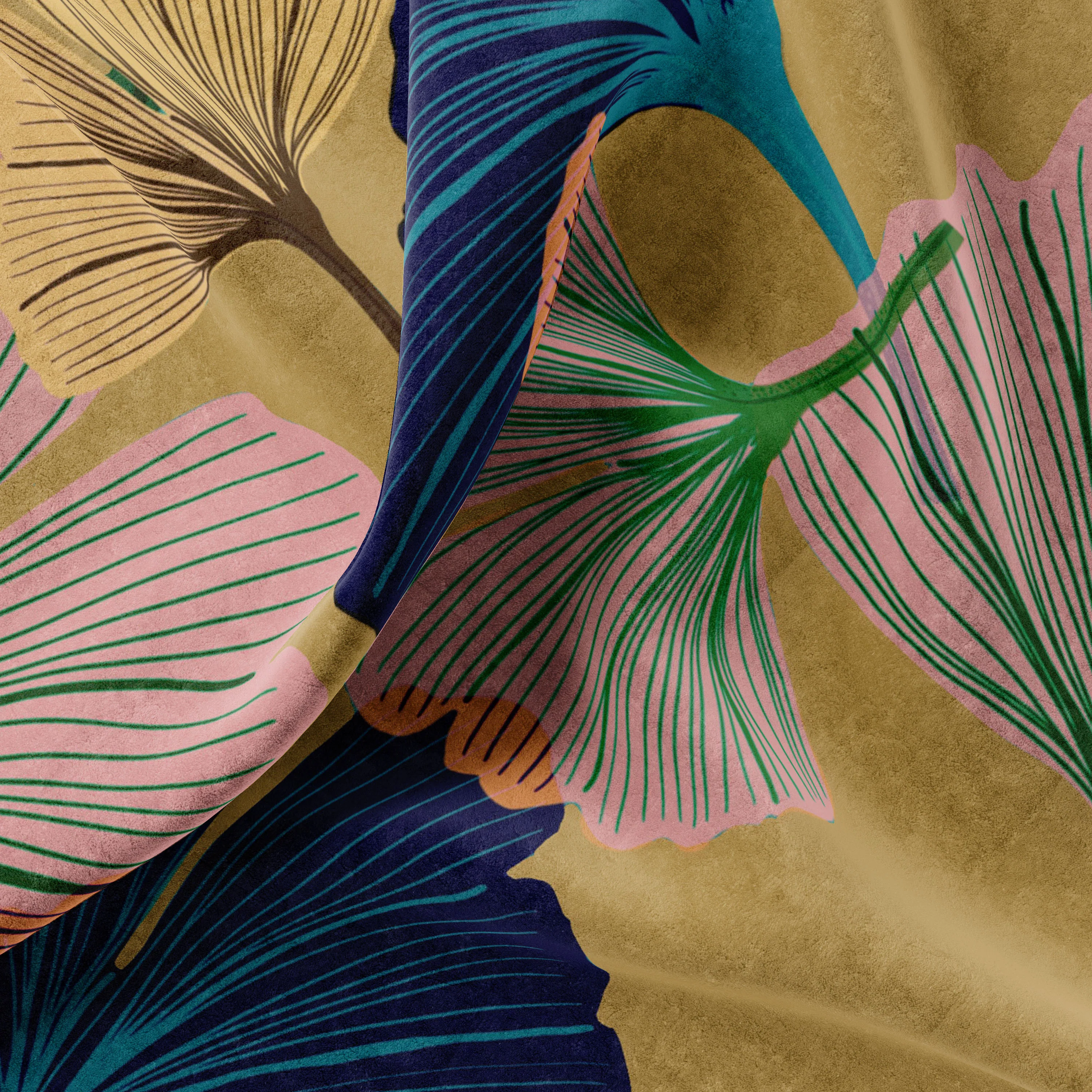 Ginkgo Buttercup Velvet Fabric Sample - Image 2