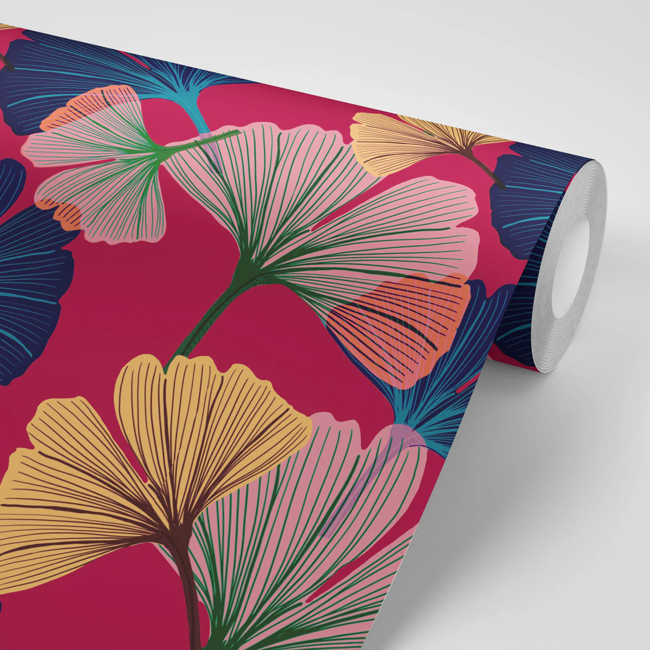 Ginkgo Magenta Wallpaper Sample - Image 2