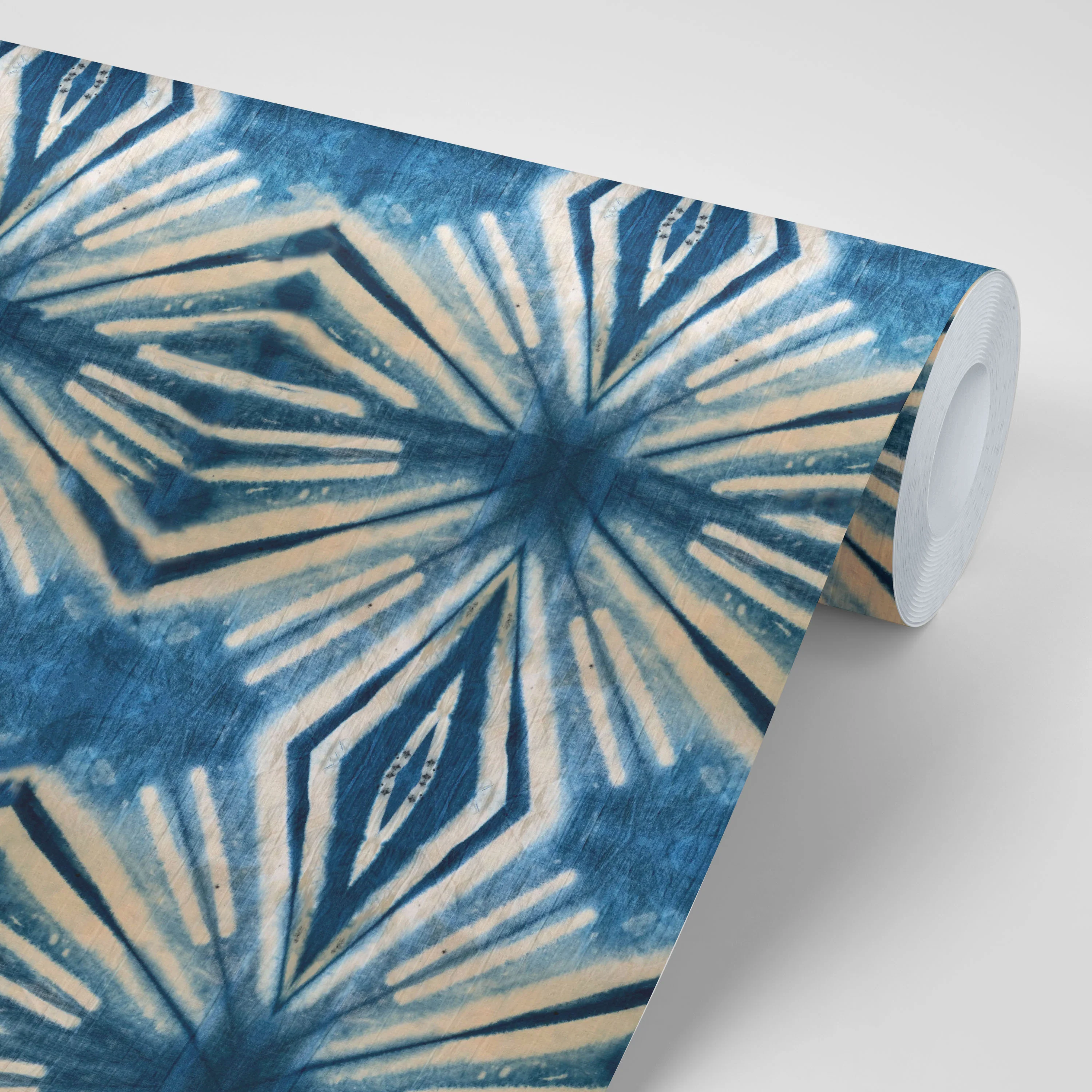 Indigo Itajime Diamond Wallpaper Sample - Image 4