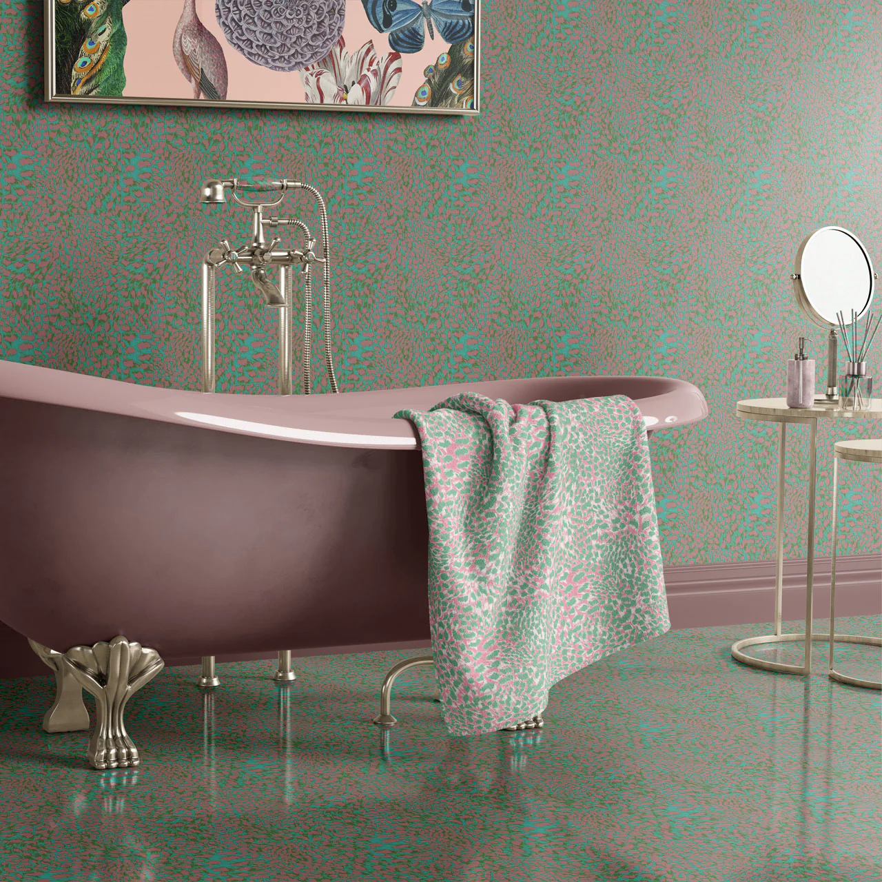 Leopard Peppermint Cream Wallpaper Sample - Image 2
