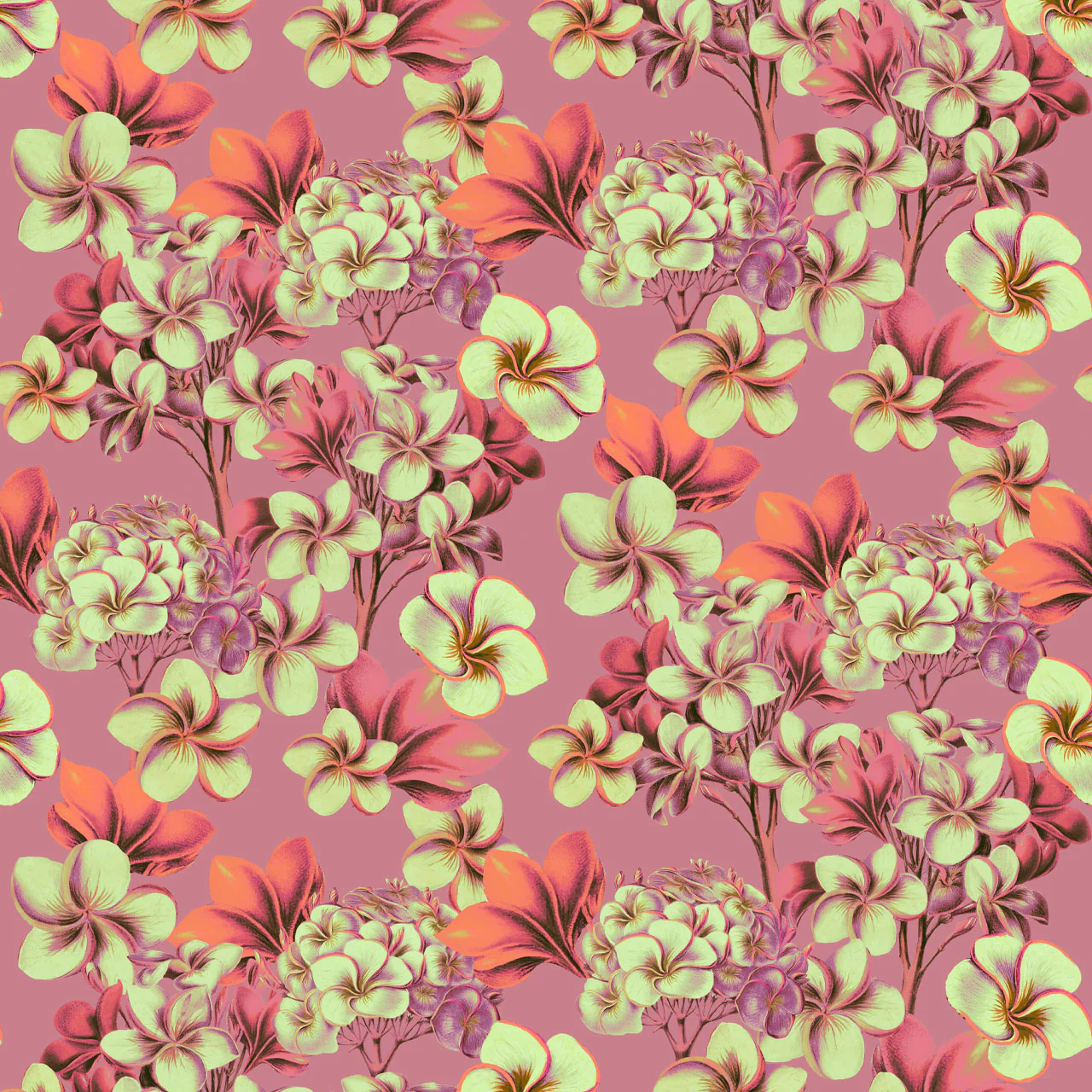 Les Fleurs Watermelon Wallpaper Sample