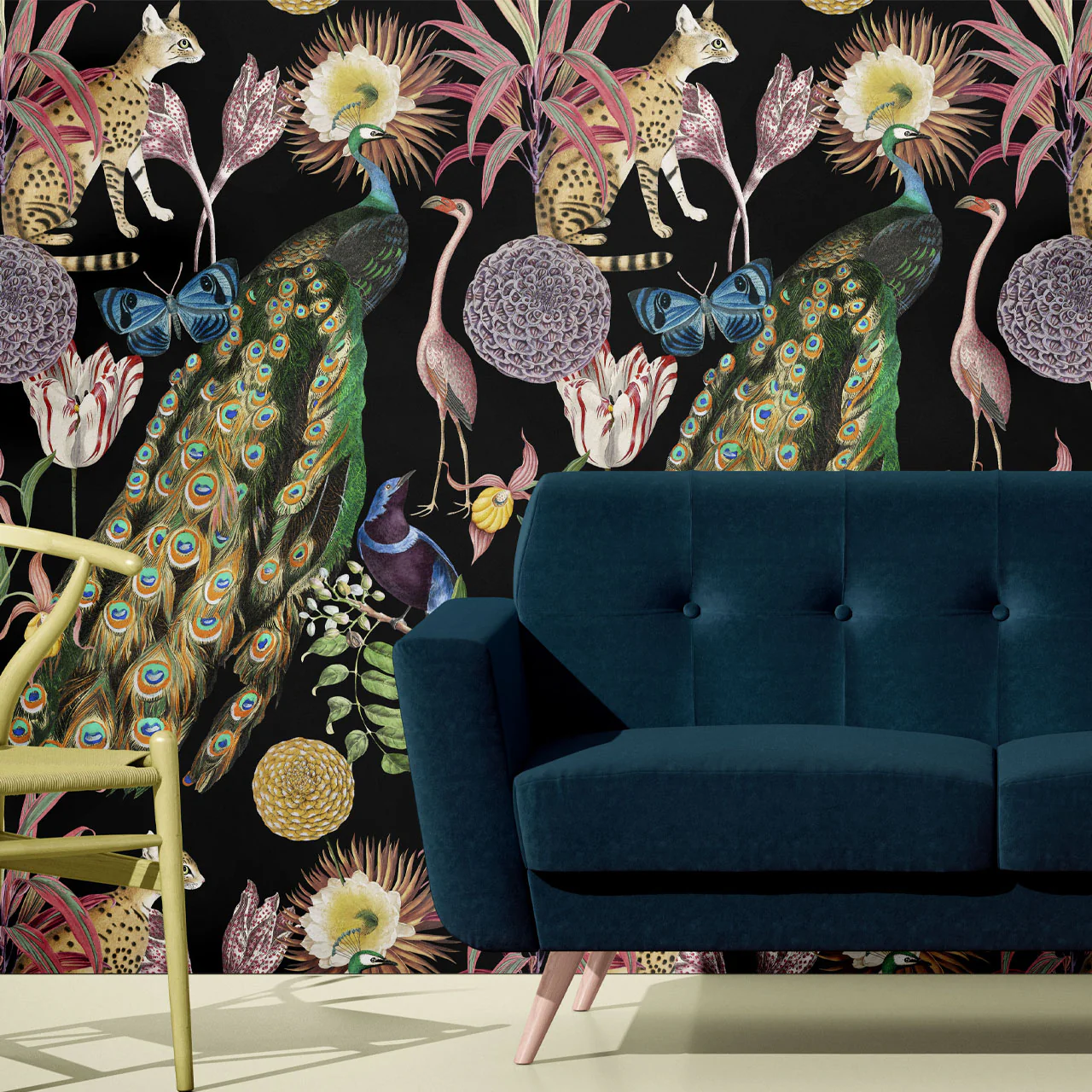 Les Plumes Black Wallpaper Sample - Image 3