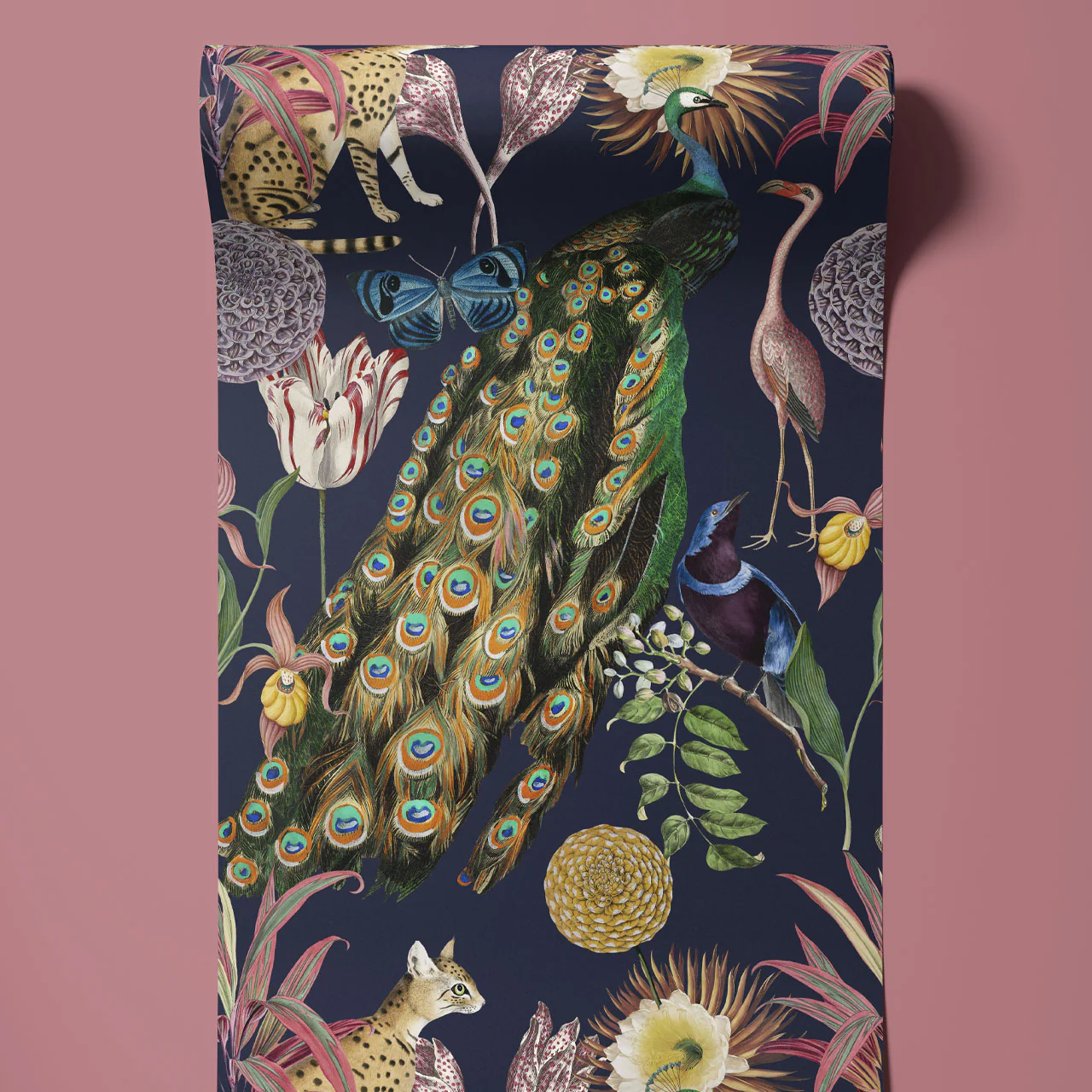 Les Plumes Indigo Wallpaper Sample - Image 2