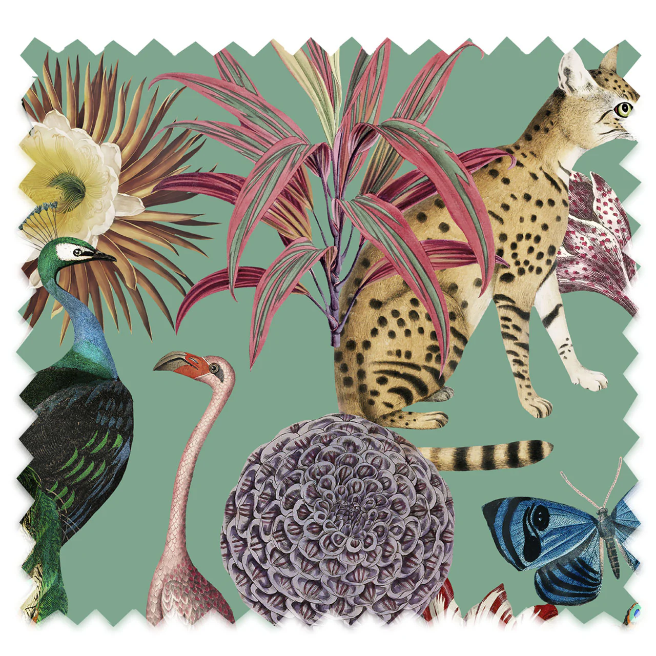 Les Plumes Sea Green Recycled Velvet - Image 2