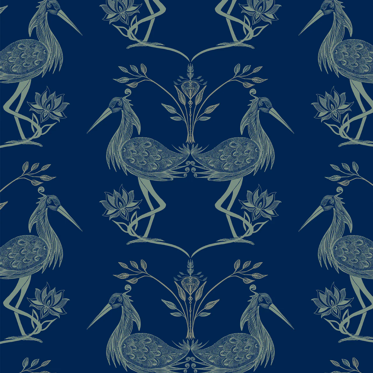 Lotus Egyptian Blue Wallpaper - Image 3