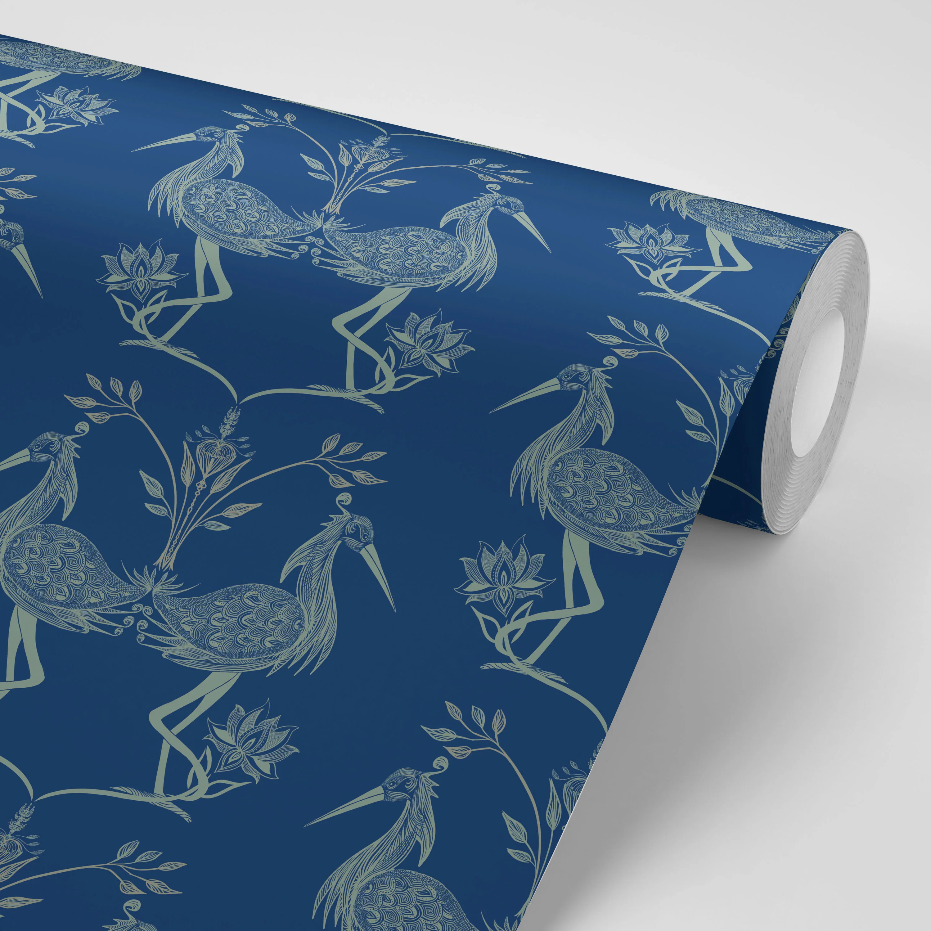 Lotus Egyptian Blue Wallpaper - Image 4