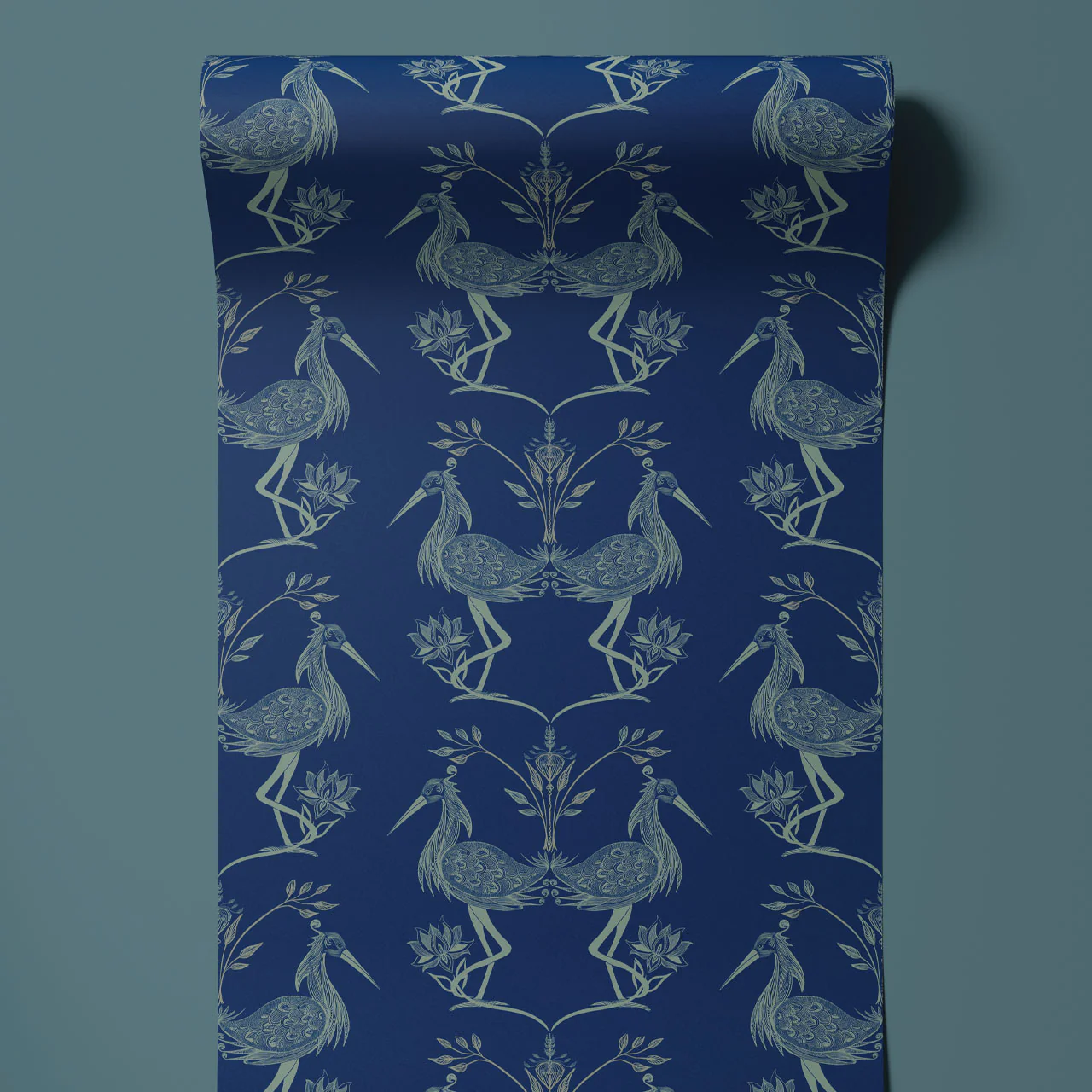 Lotus Egyptian Blue Wallpaper Sample - Image 2