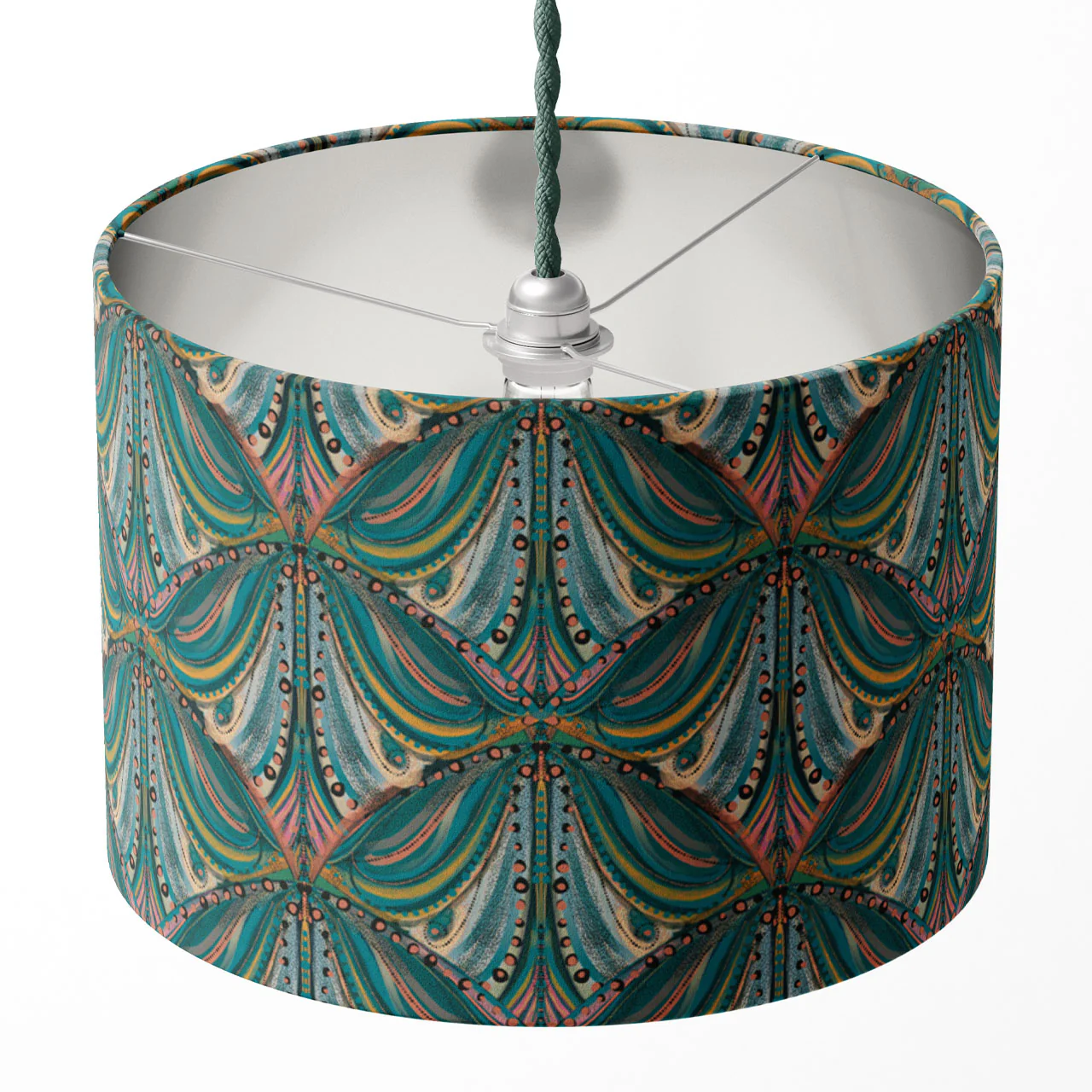 Mumbai Deco Teal Drum Lampshade - Image 3
