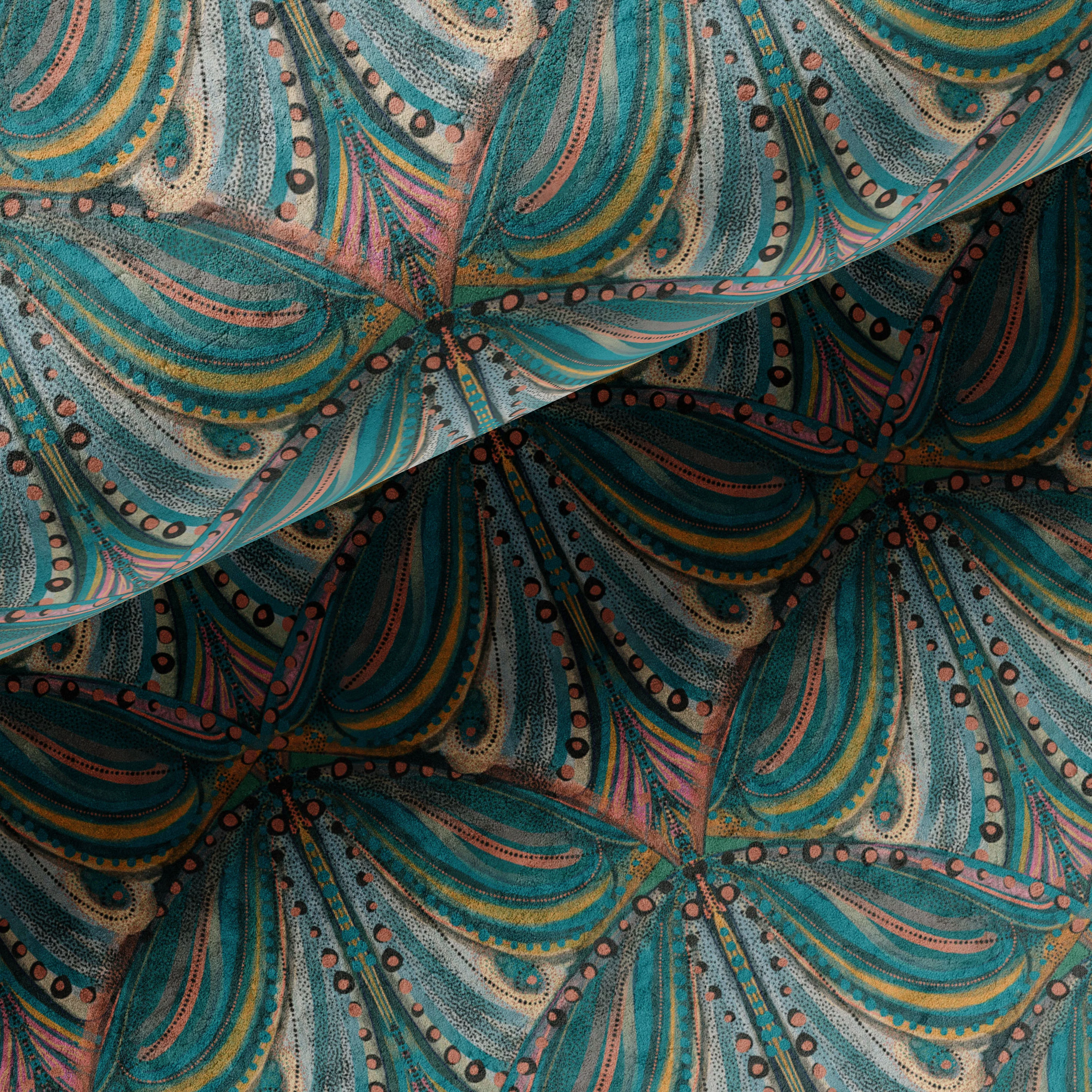 Mumbai Deco Teal Velvet Fabric Sample - Image 2