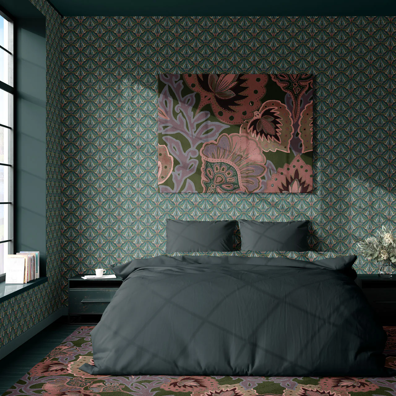 Mumbai Deco Teal Wallpaper - Image 3