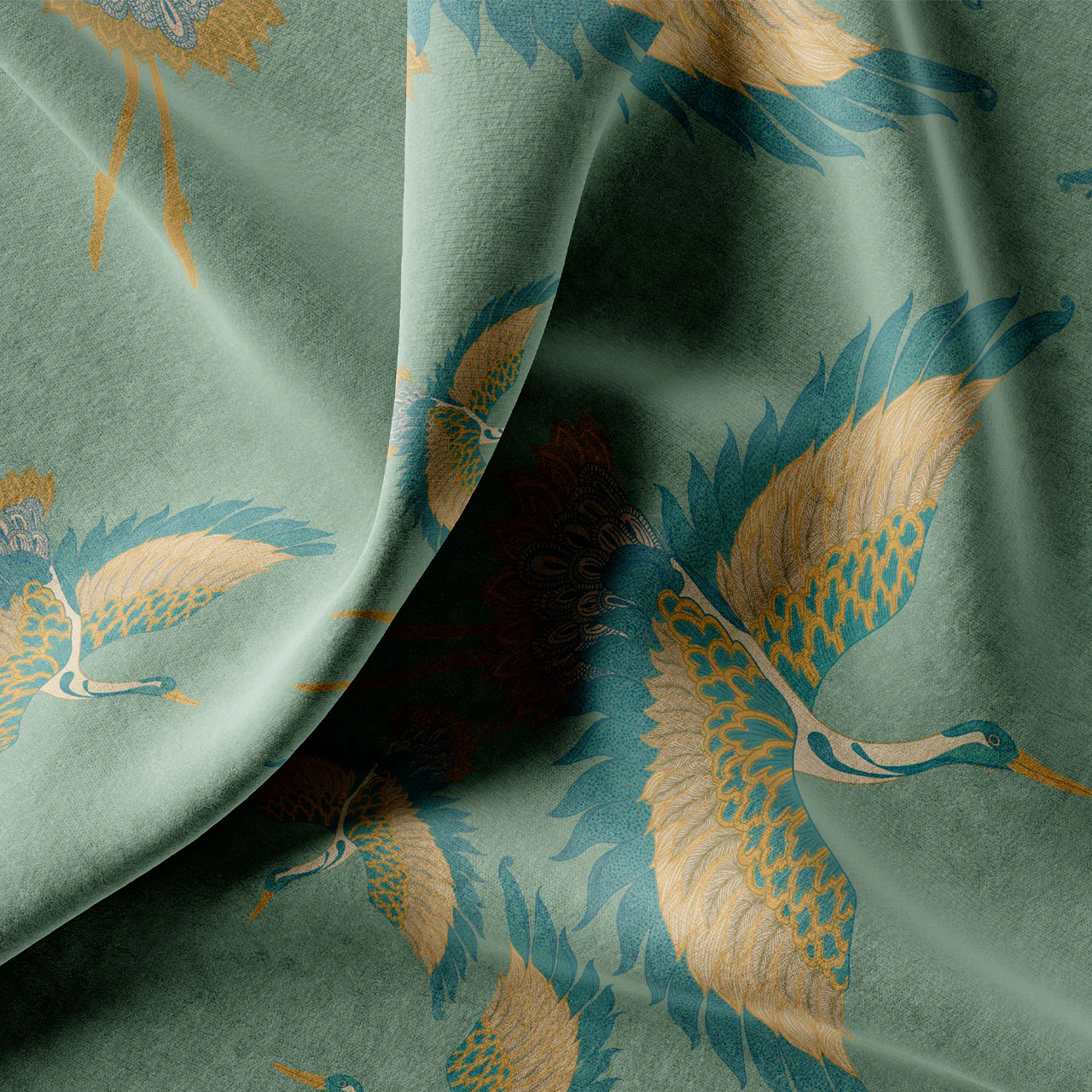 Pachamama Mint Velvet Fabric