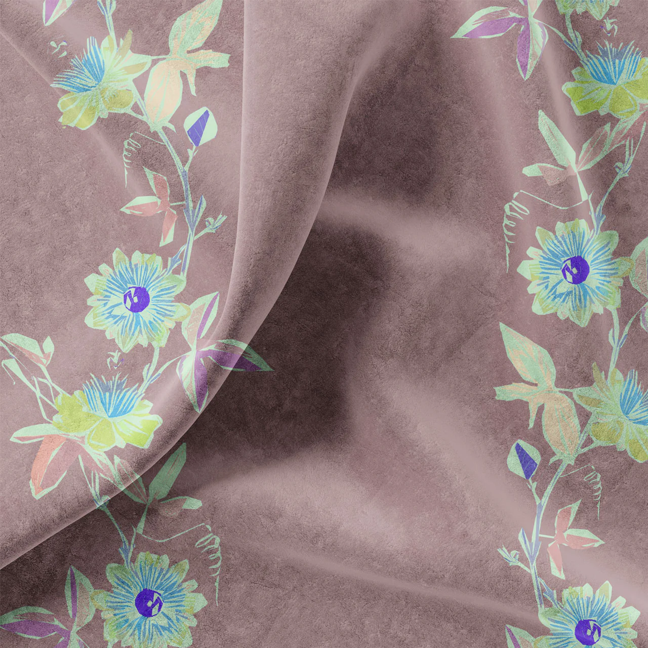 Passion Flower Geranium Velvet Sample - Image 2