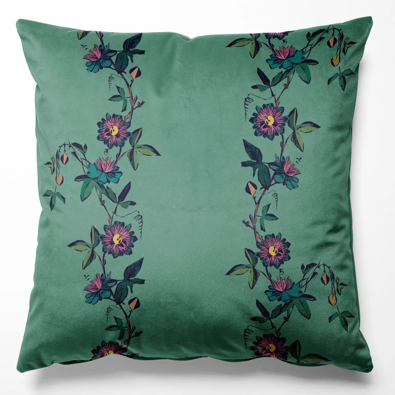 Passion Flower Leaf Velvet Cushion